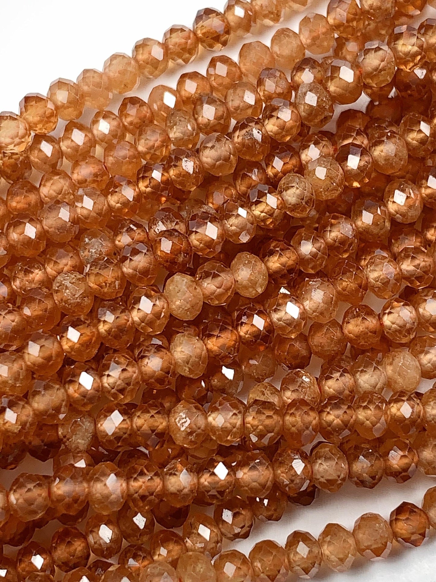 3x4mm AAA Good quality Natural Brown Orange Garnet Hessonite Faceted Rondelle Beads 15.5" Strand