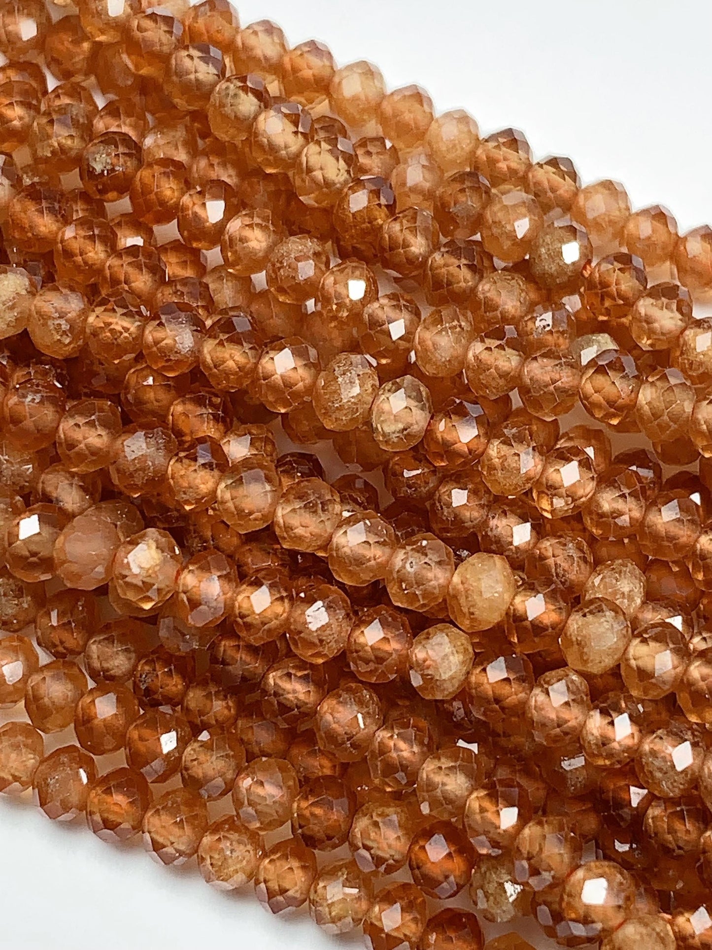 3x4mm AAA Good quality Natural Brown Orange Garnet Hessonite Faceted Rondelle Beads 15.5" Strand