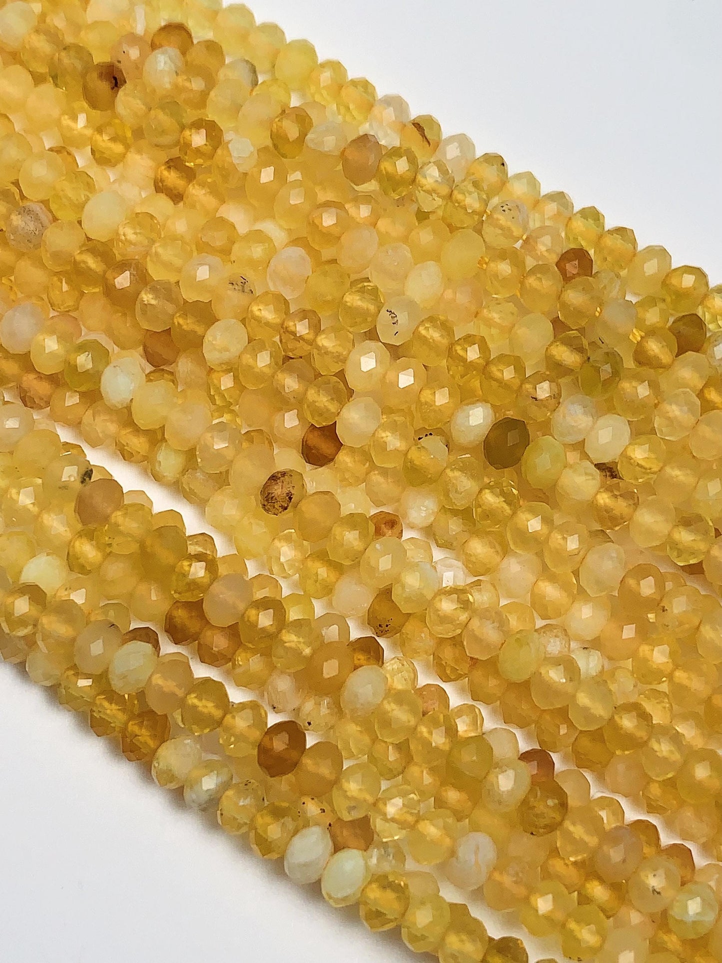 Good quality Genuine Natural Yellow Opal Faceted Rondelle Beads 15.5" Strand 3x4mm