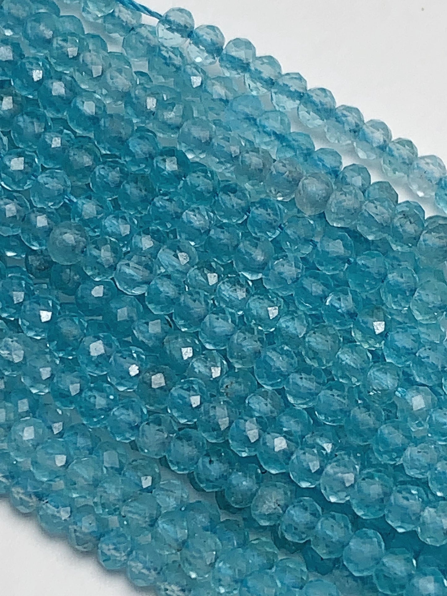 AAA Blue Apatite Faceted Rondelle Beads: Natural Soft Translucent Gemstone Strand 15.5"