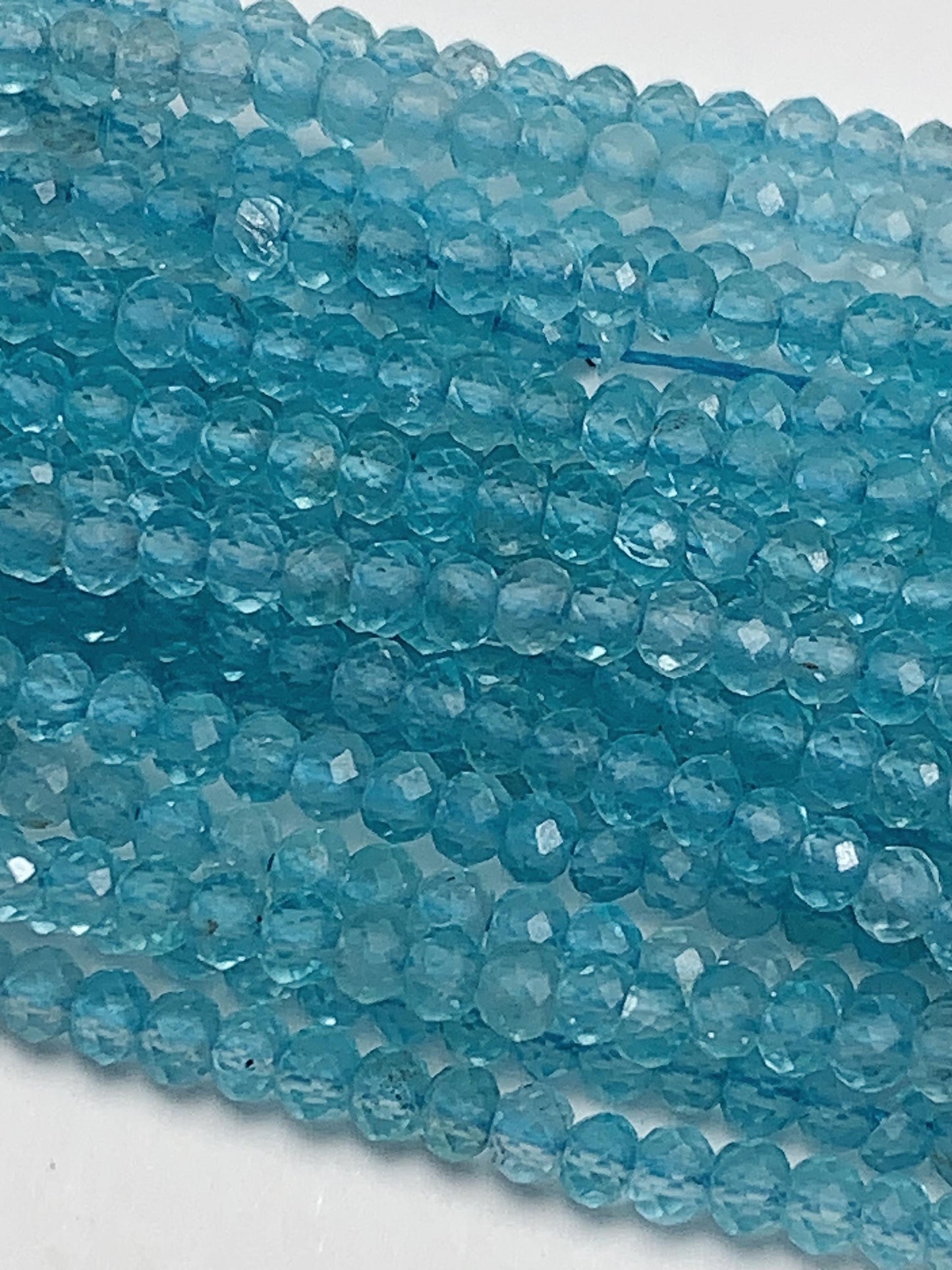 AAA Blue Apatite Faceted Rondelle Beads: Natural Soft Translucent Gemstone Strand 15.5"
