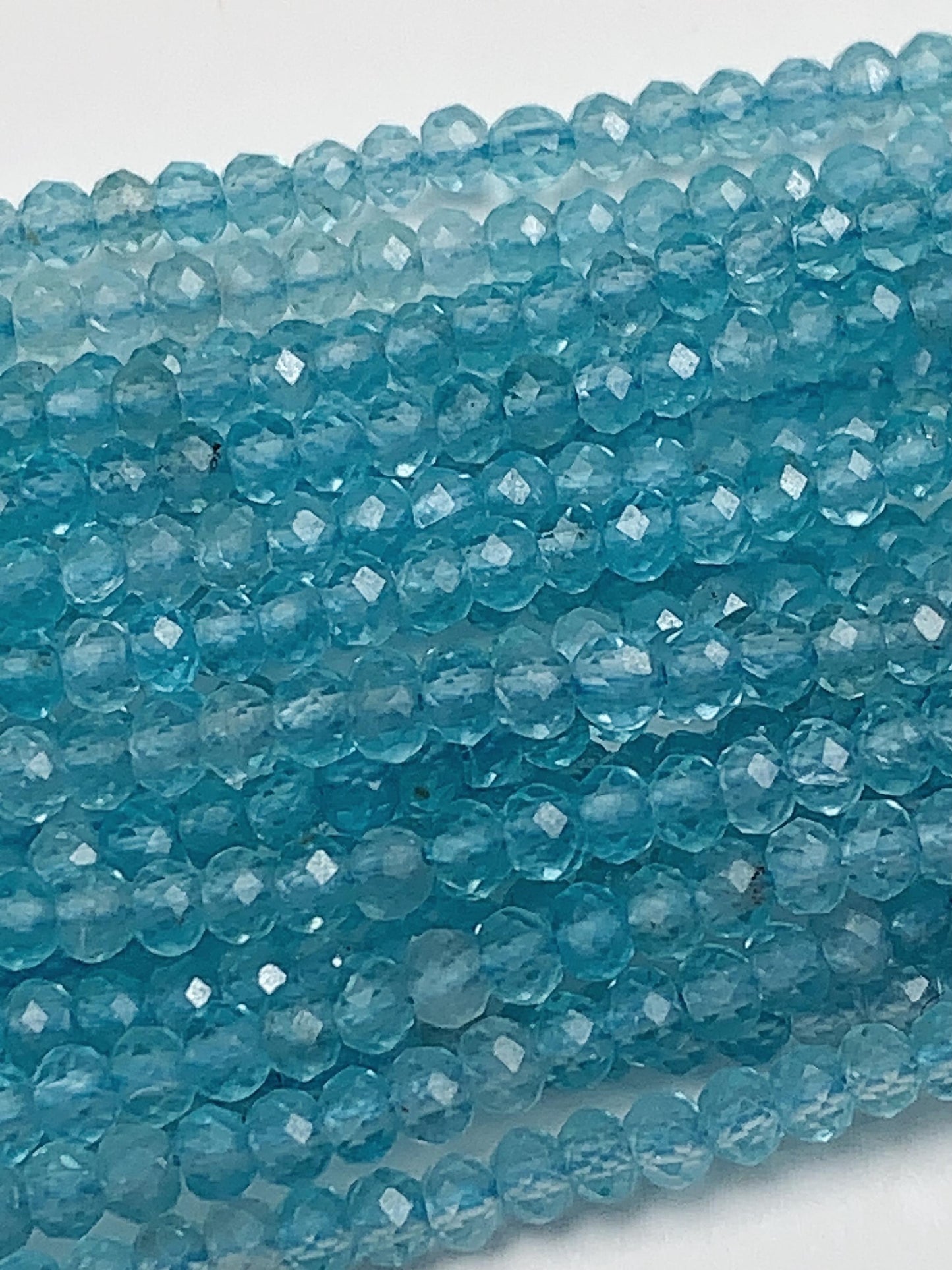 AAA Blue Apatite Faceted Rondelle Beads: Natural Soft Translucent Gemstone Strand 15.5"