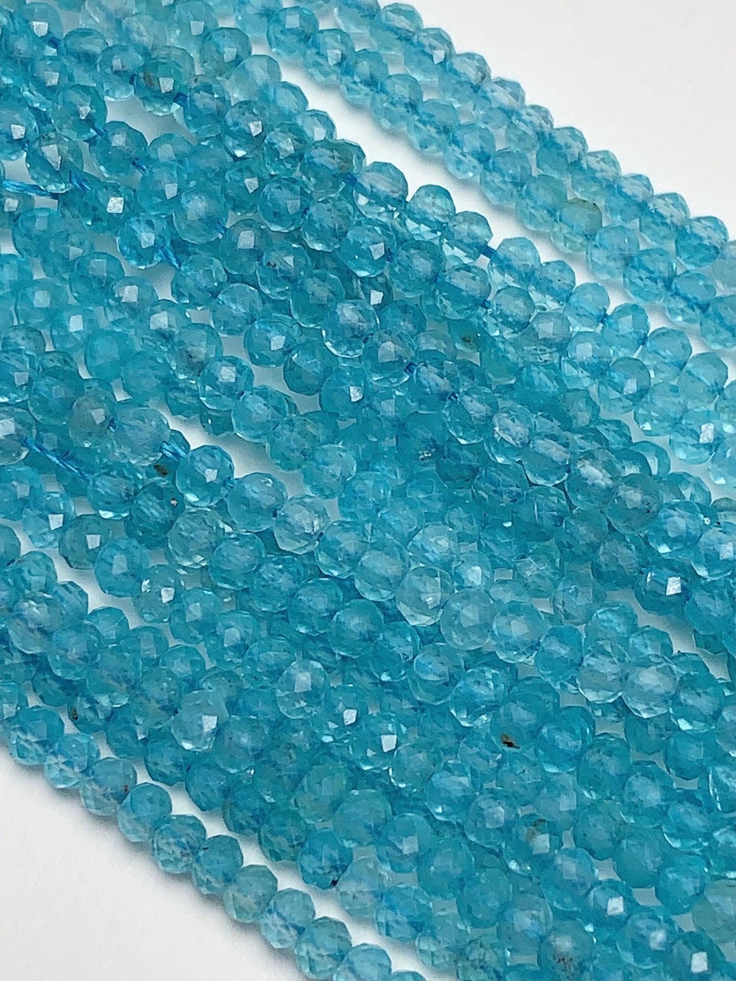 AAA Blue Apatite Faceted Rondelle Beads: Natural Soft Translucent Gemstone Strand 15.5"