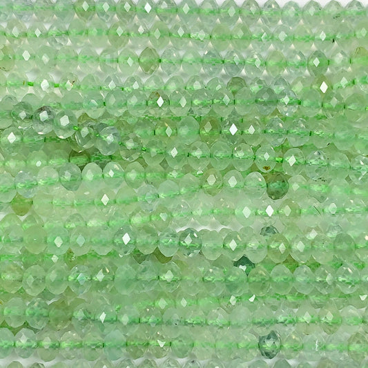 Good quality Genuine Natural Green Prehnite Faceted Rondelle Beads 15.5" Strand 3x4mm