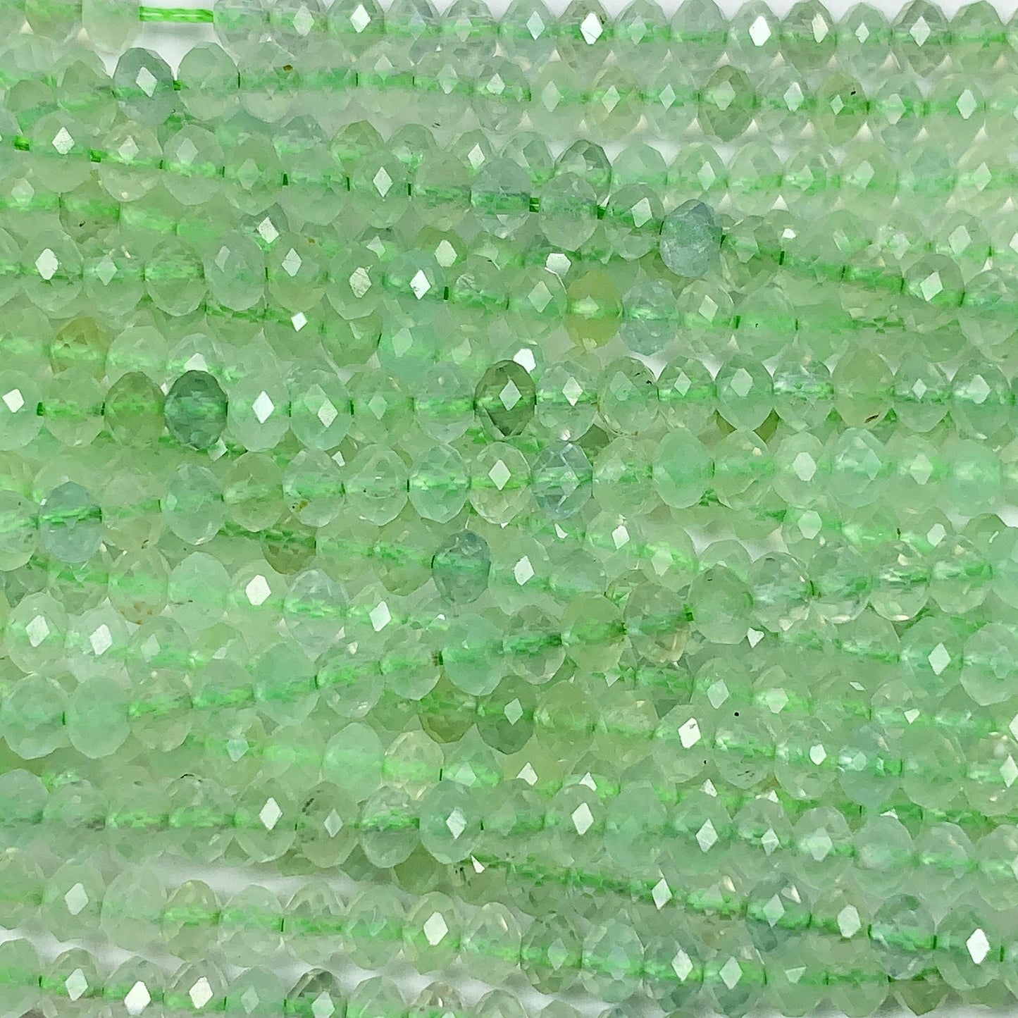 Good quality Genuine Natural Green Prehnite Faceted Rondelle Beads 15.5" Strand 3x4mm
