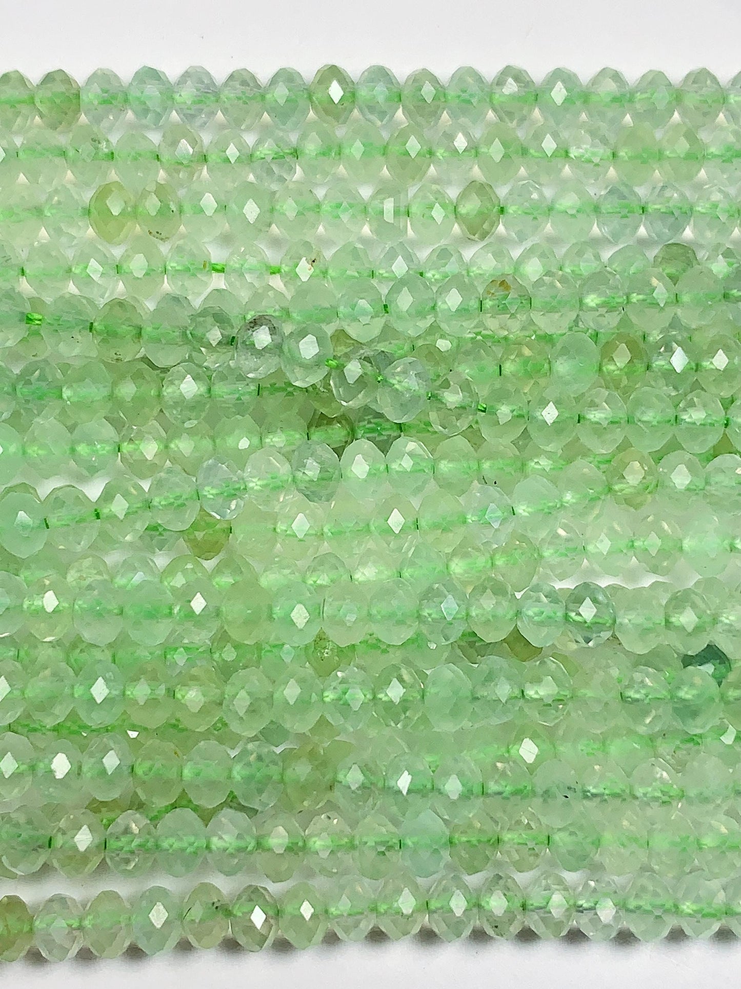 Good quality Genuine Natural Green Prehnite Faceted Rondelle Beads 15.5" Strand 3x4mm
