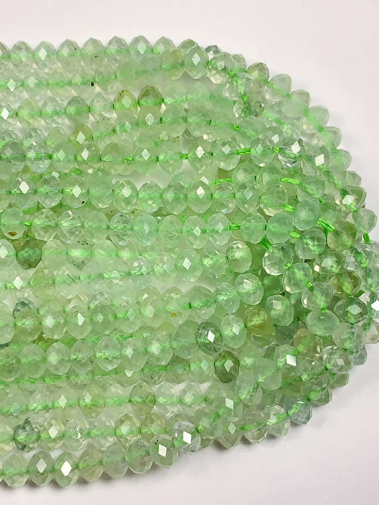 Good quality Genuine Natural Green Prehnite Faceted Rondelle Beads 15.5" Strand 3x4mm