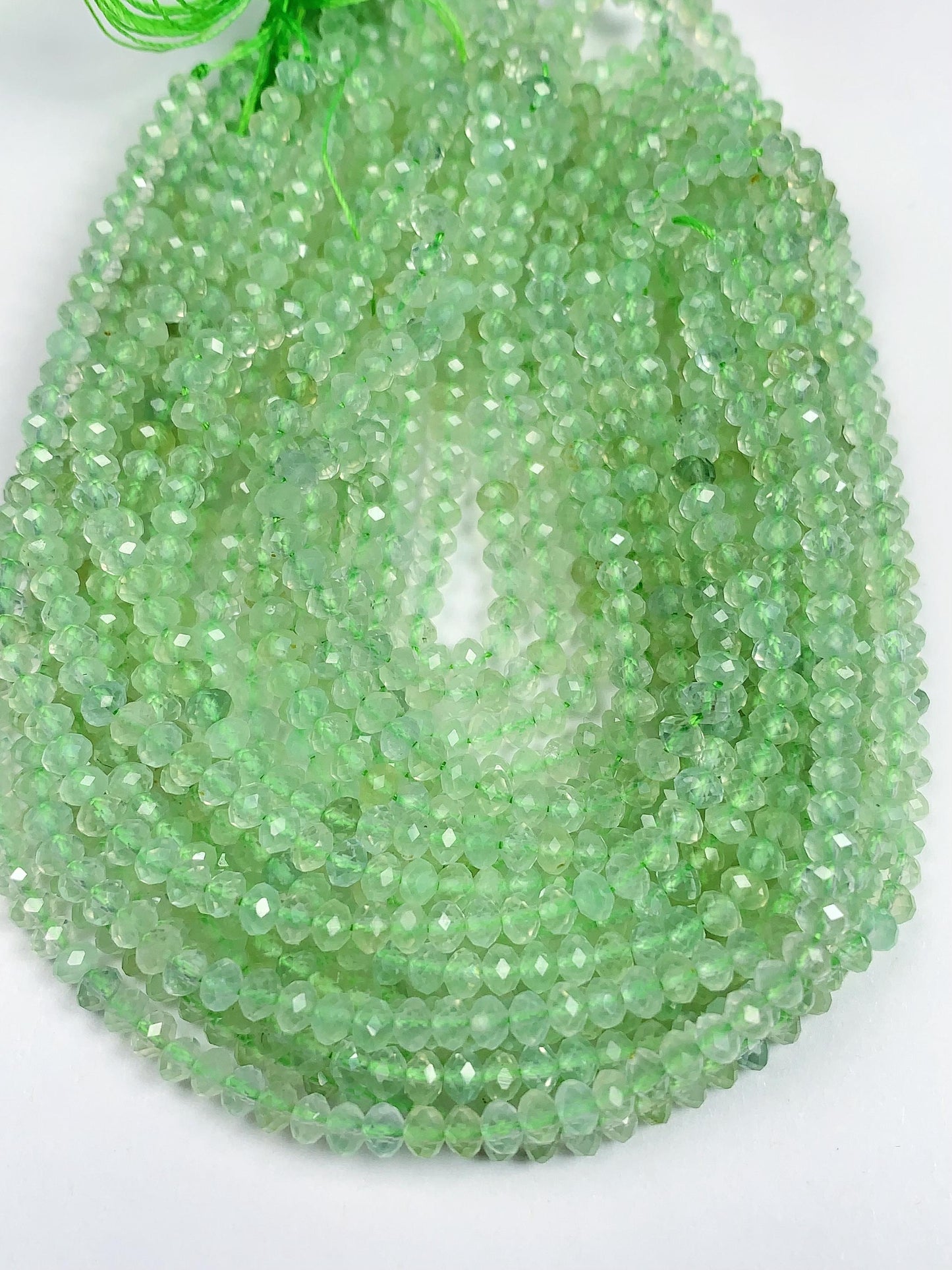 Good quality Genuine Natural Green Prehnite Faceted Rondelle Beads 15.5" Strand 3x4mm