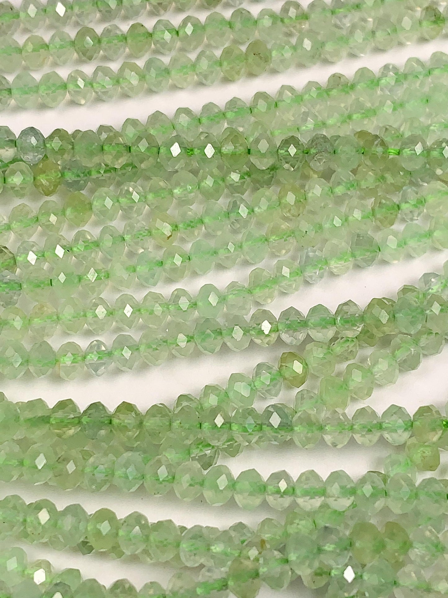Good quality Genuine Natural Green Prehnite Faceted Rondelle Beads 15.5" Strand 3x4mm