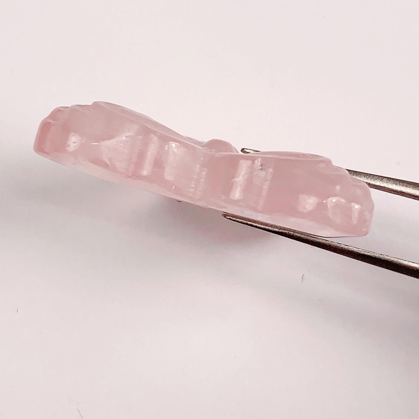 Carved Rose Quartz Butterfly Bead: 30mm Madagascar Gemstone