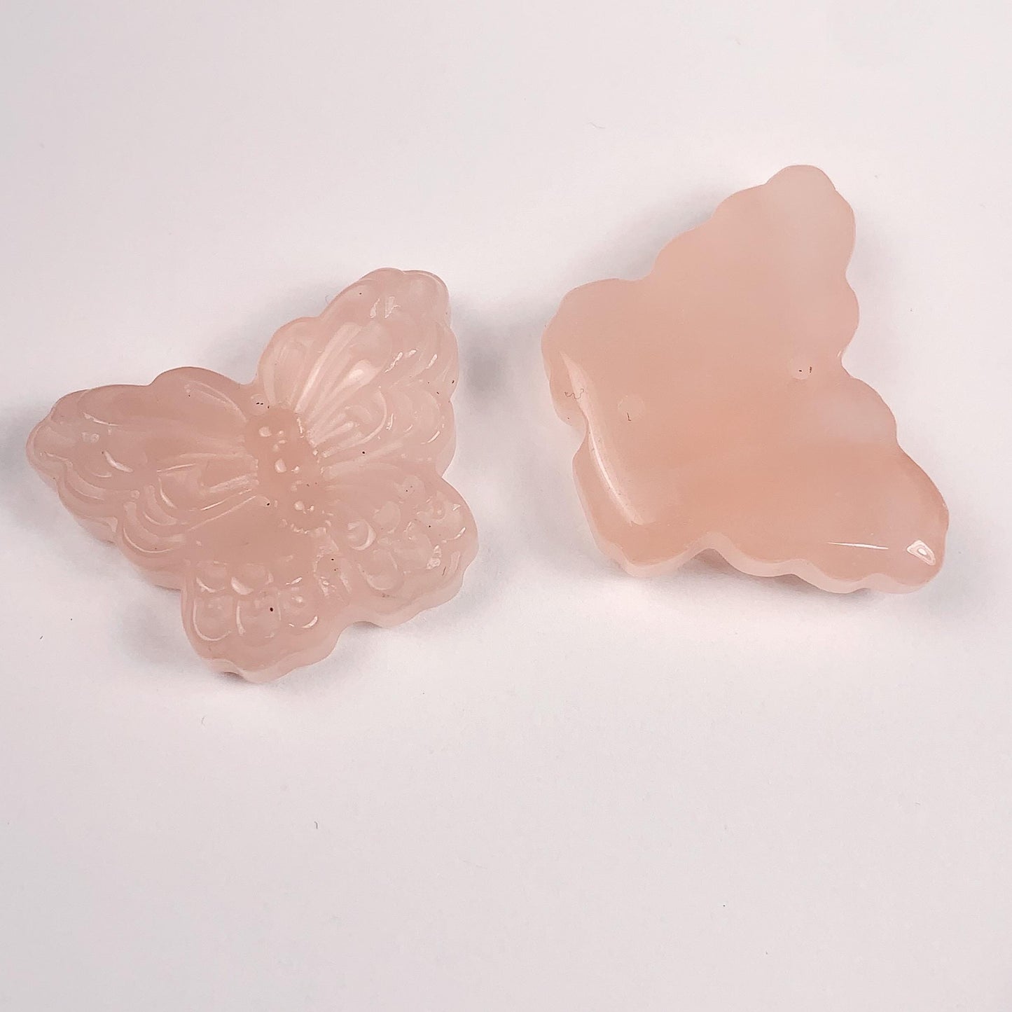 Carved Rose Quartz Butterfly Bead: 30mm Madagascar Gemstone