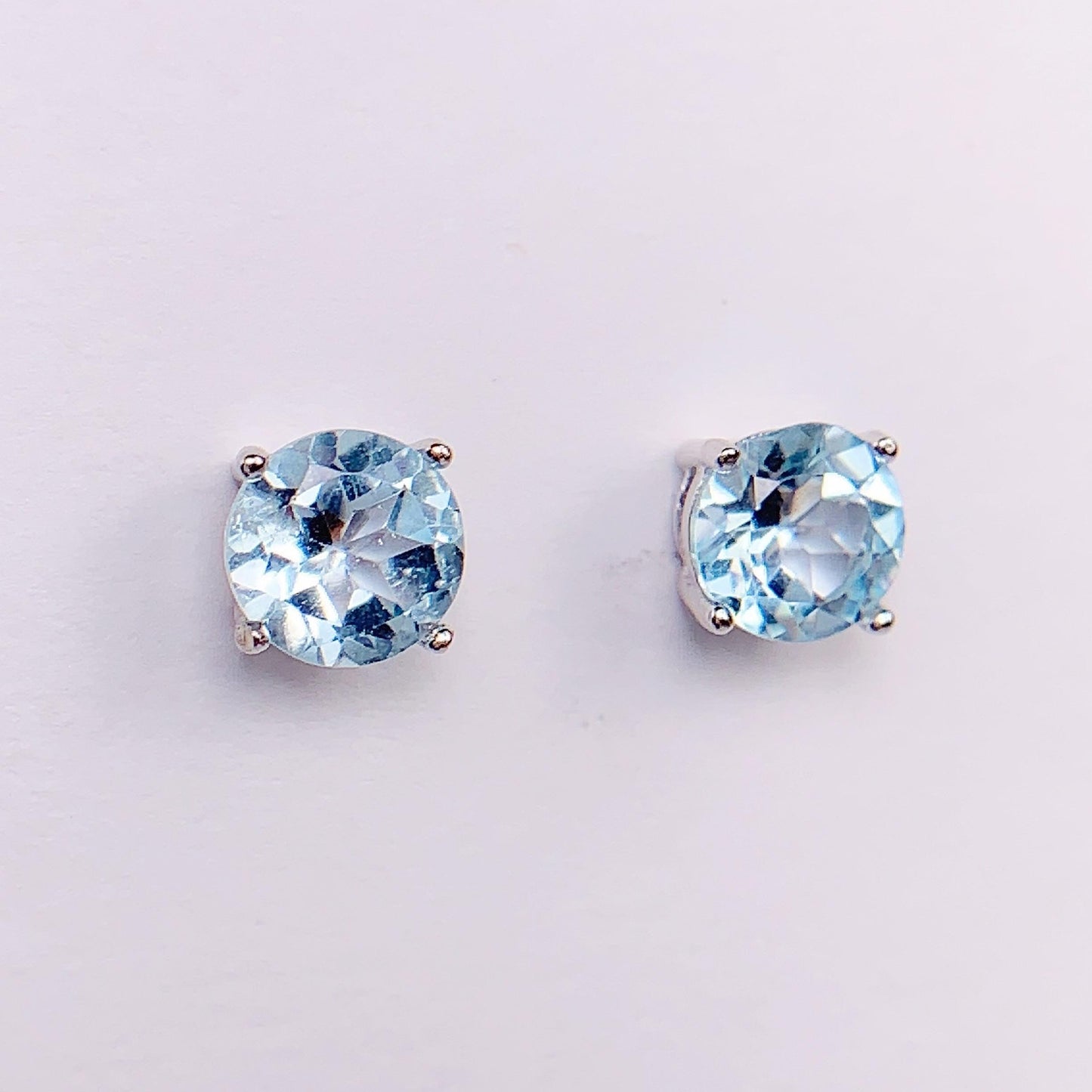 Sky Blue Topaz Earrings: 18k Gold Plated Sterling Silver Studs