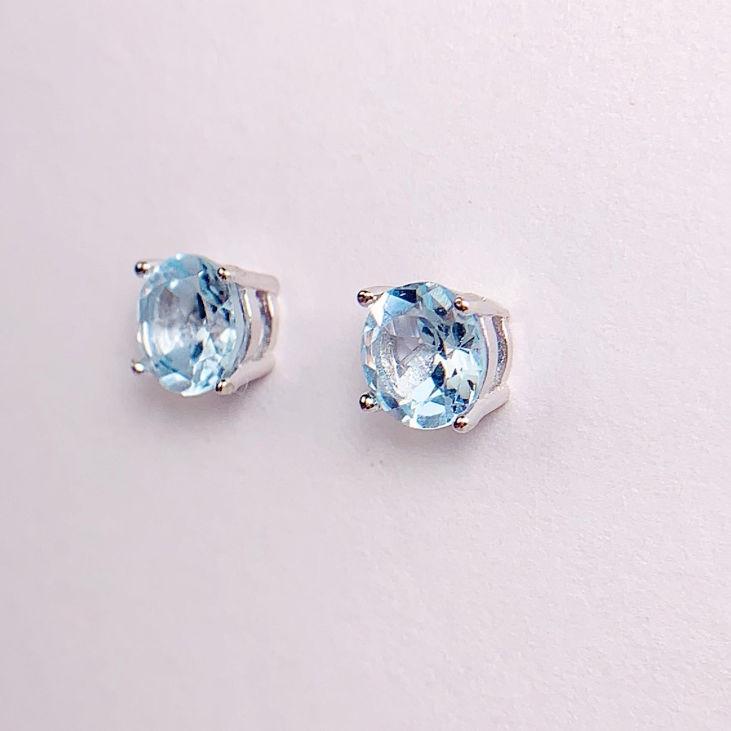 Sky Blue Topaz Earrings: 18k Gold Plated Sterling Silver Studs