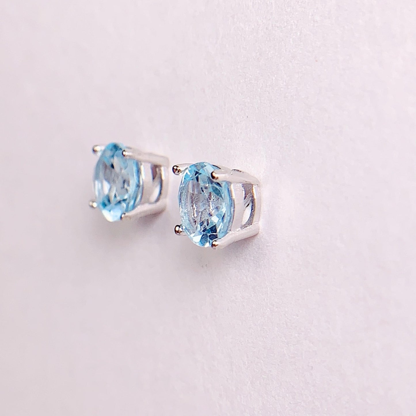 Sky Blue Topaz Earrings: 18k Gold Plated Sterling Silver Studs