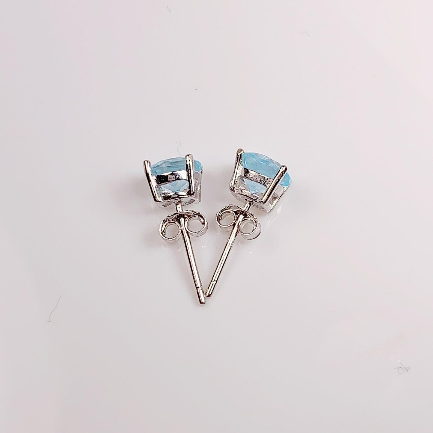 Sky Blue Topaz Earrings: 18k Gold Plated Sterling Silver Studs