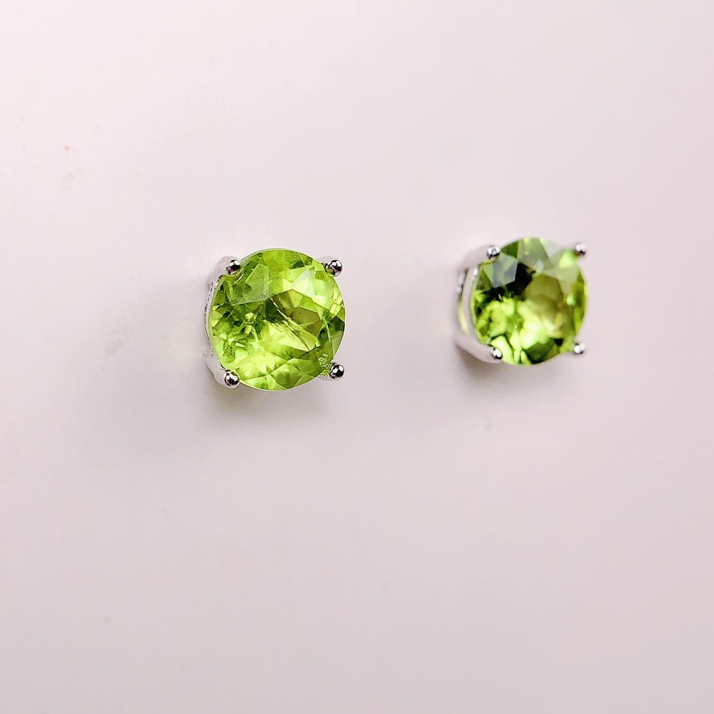 Green Peridot Earrings: 18k Gold Plated Sterling Silver Studs