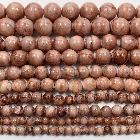 Natural Brown Jasper Smooth Round Beads 15.5" Strand 4mm 6mm 8mm 10mm 12mm