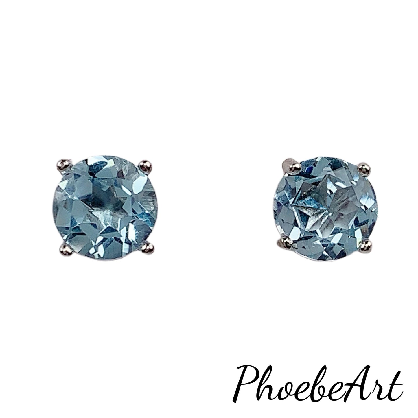 Sky Blue Topaz Earrings: 18k Gold Plated Sterling Silver Studs
