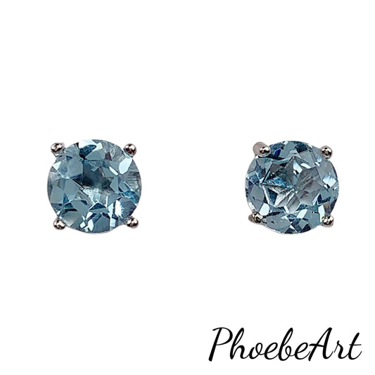 Sky Blue Topaz Earrings: 18k Gold Plated Sterling Silver Studs
