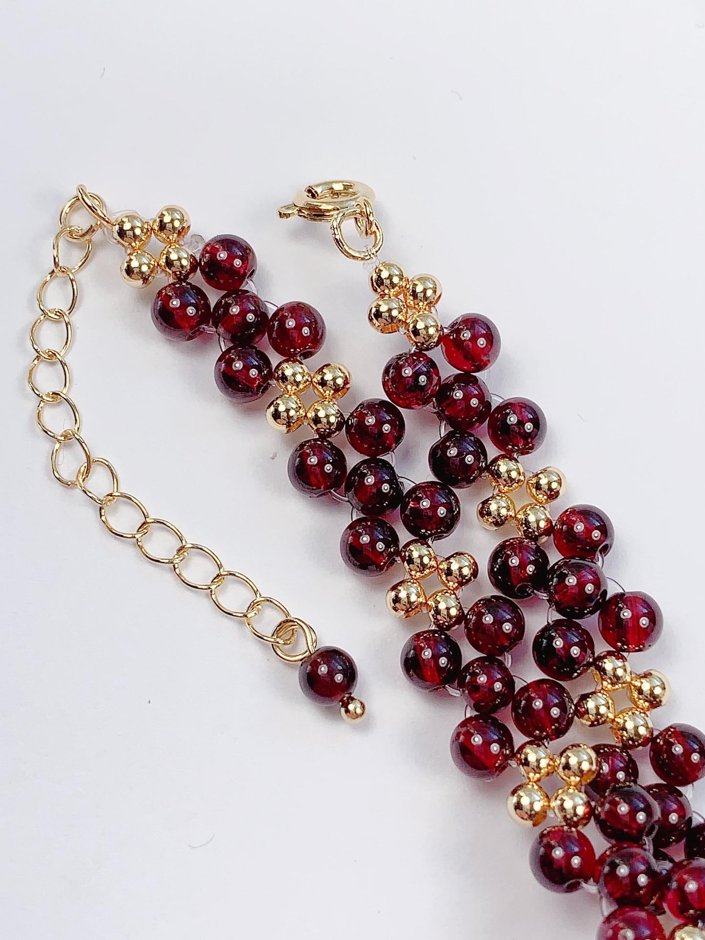 Natural Red Garnet Bracelet: 14K Gold Filled, January Birthstone