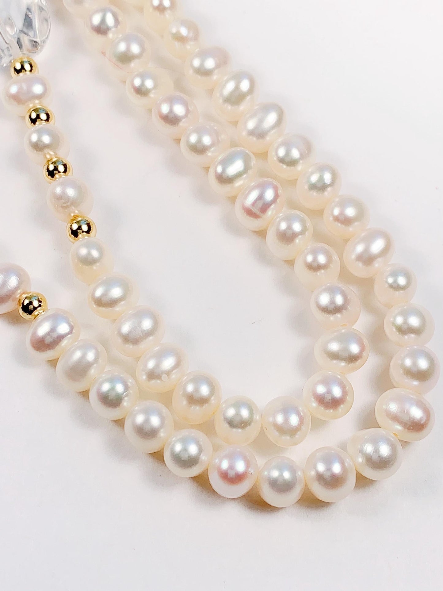 Freshwater Pearl Necklace: Quartz Crystal, 14K Gold Filled