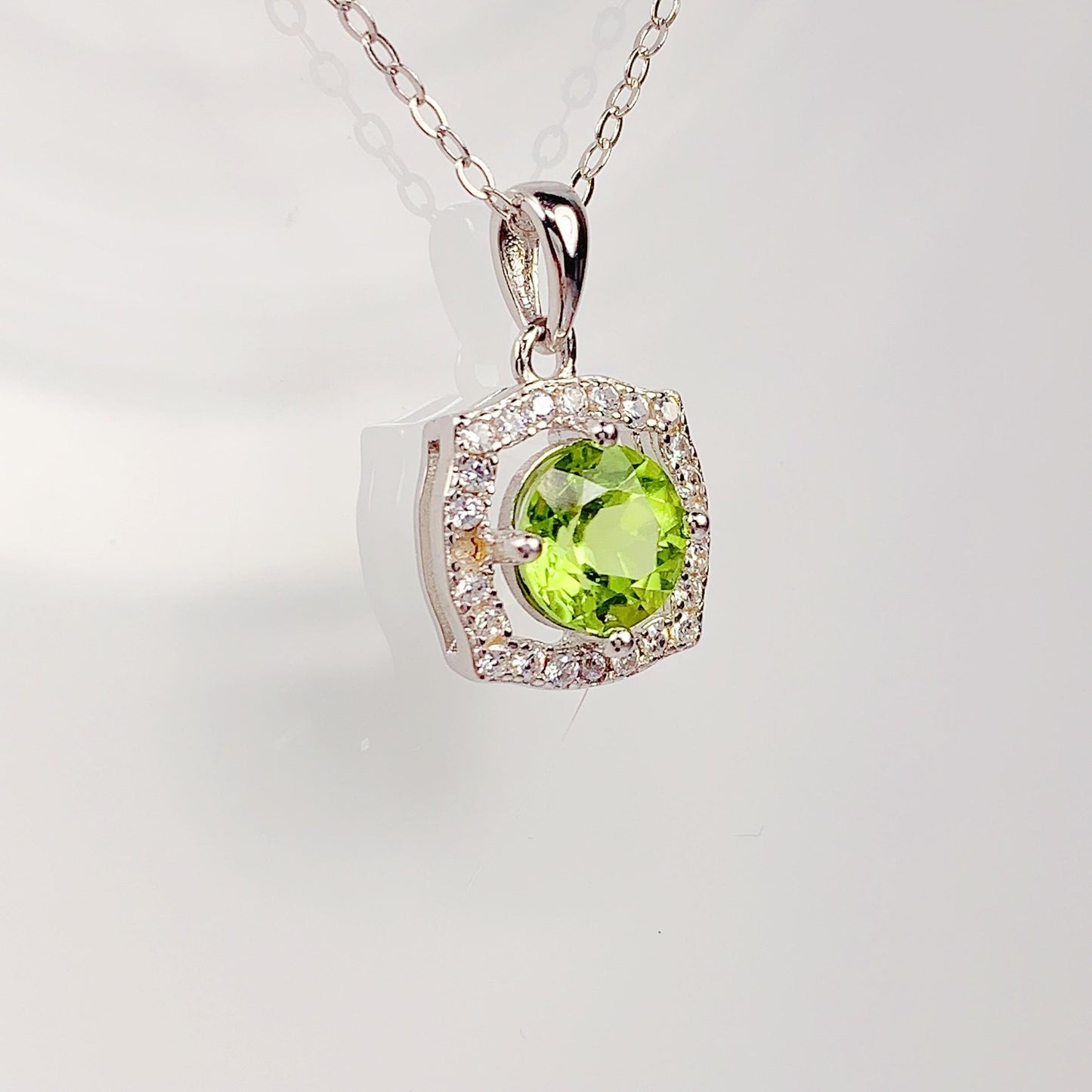 Peridot Sterling Silver Necklace: 18K Gold Plated Pendant