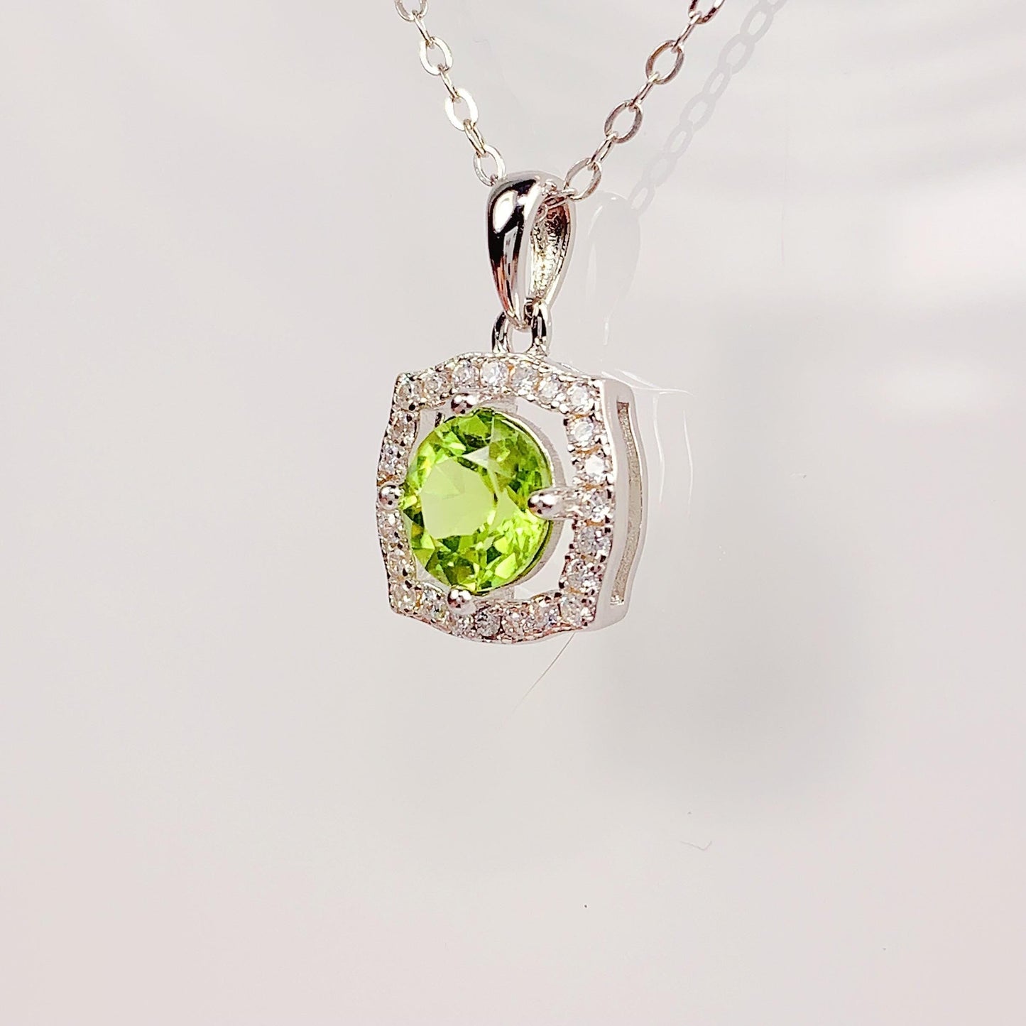 Peridot Sterling Silver Necklace: 18K Gold Plated Pendant