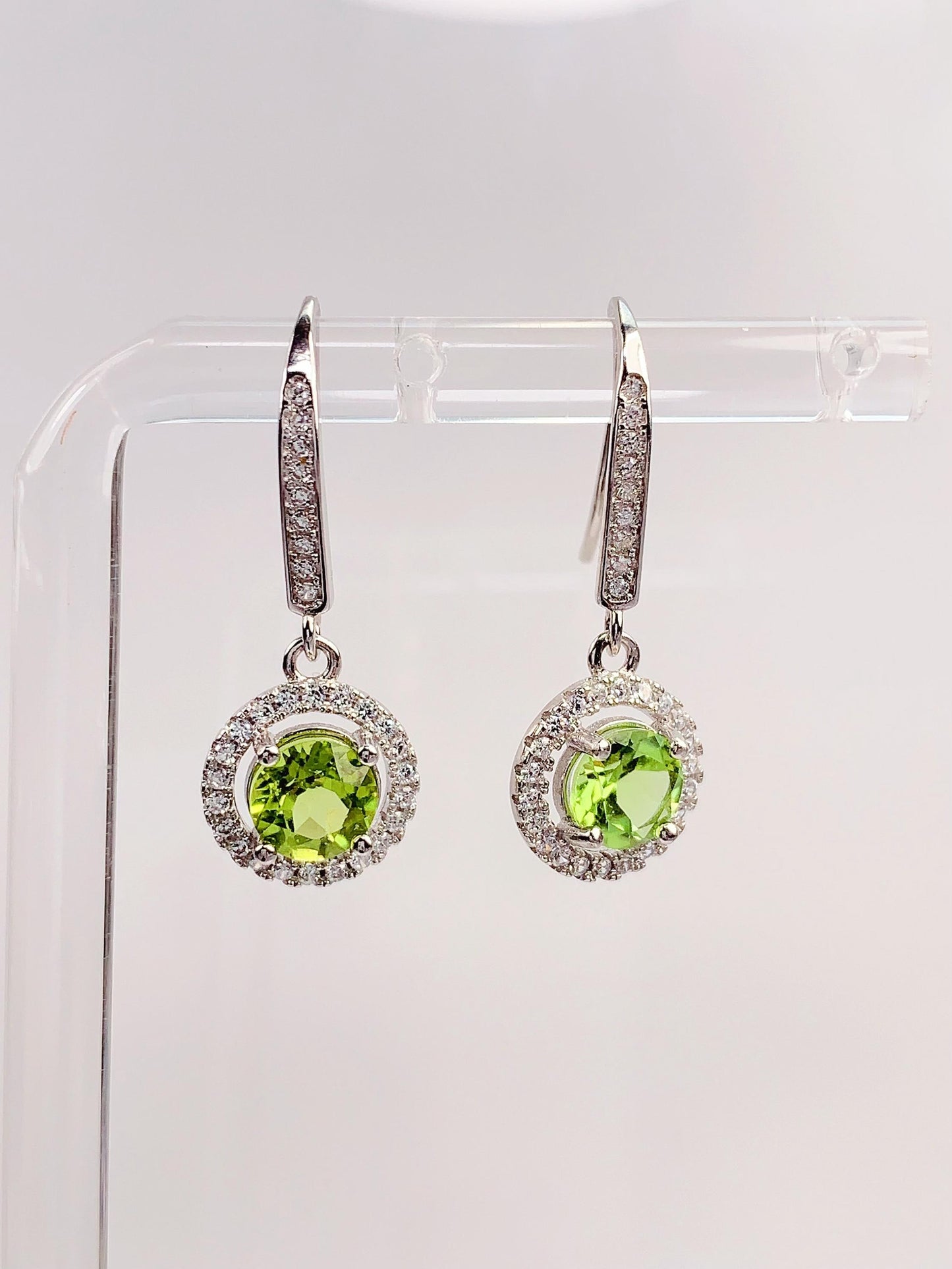 Peridot Sterling Silver Earrings: 18k Gold Plated, AAA Grade