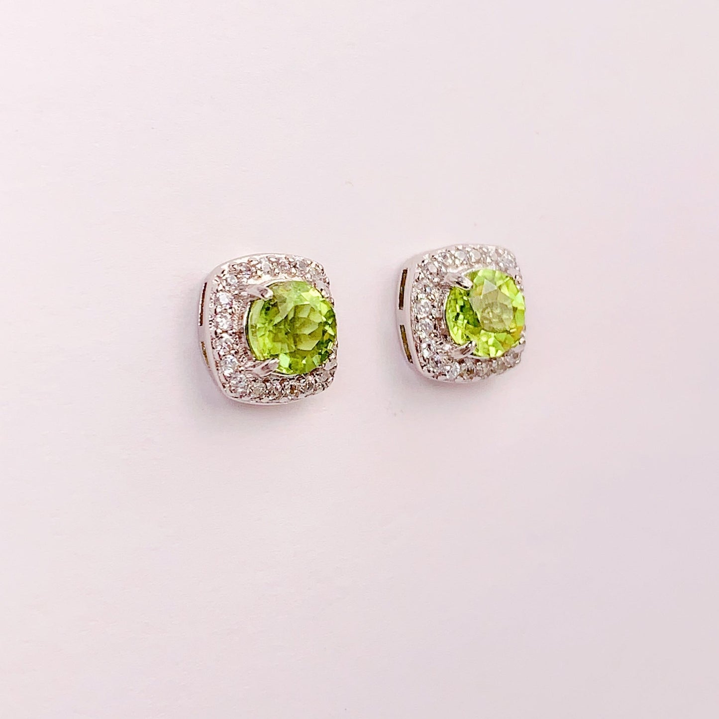 Peridot Earrings: 18k Gold Plated Sterling Silver Studs