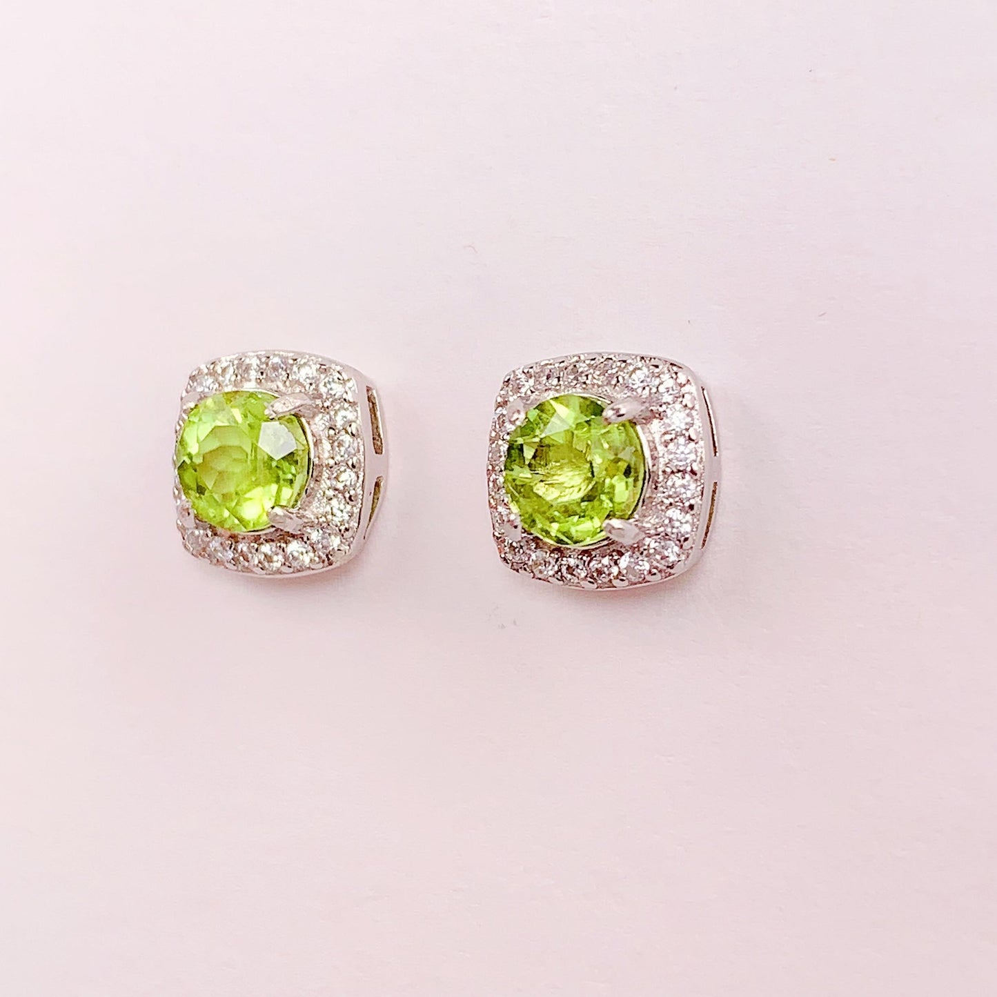 Peridot Earrings: 18k Gold Plated Sterling Silver Studs