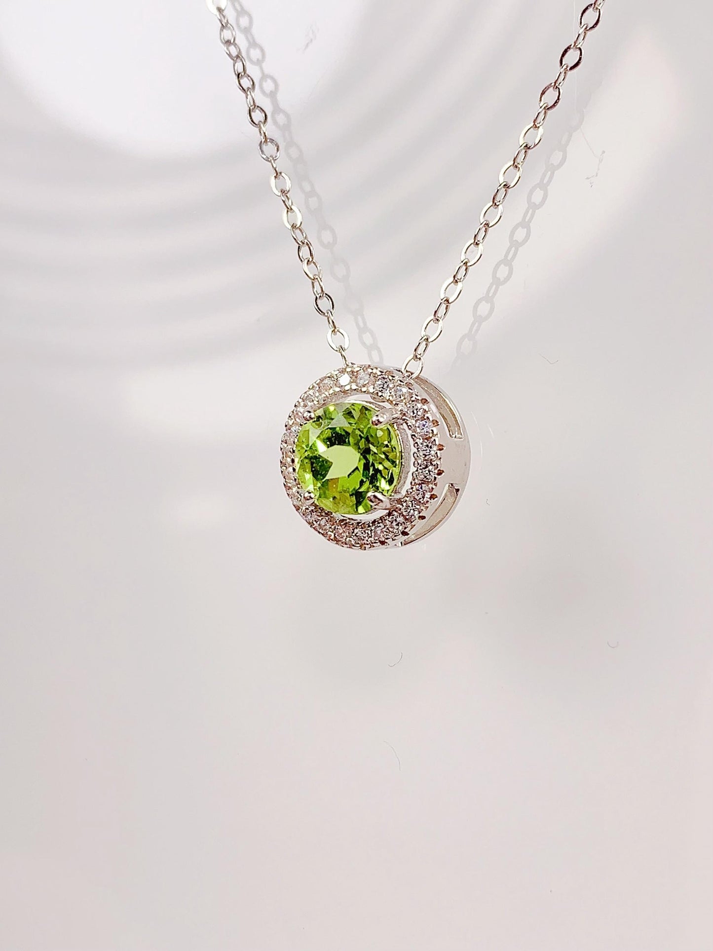 Peridot Sterling Silver Necklace: 18K Gold Plated, August Birthstone