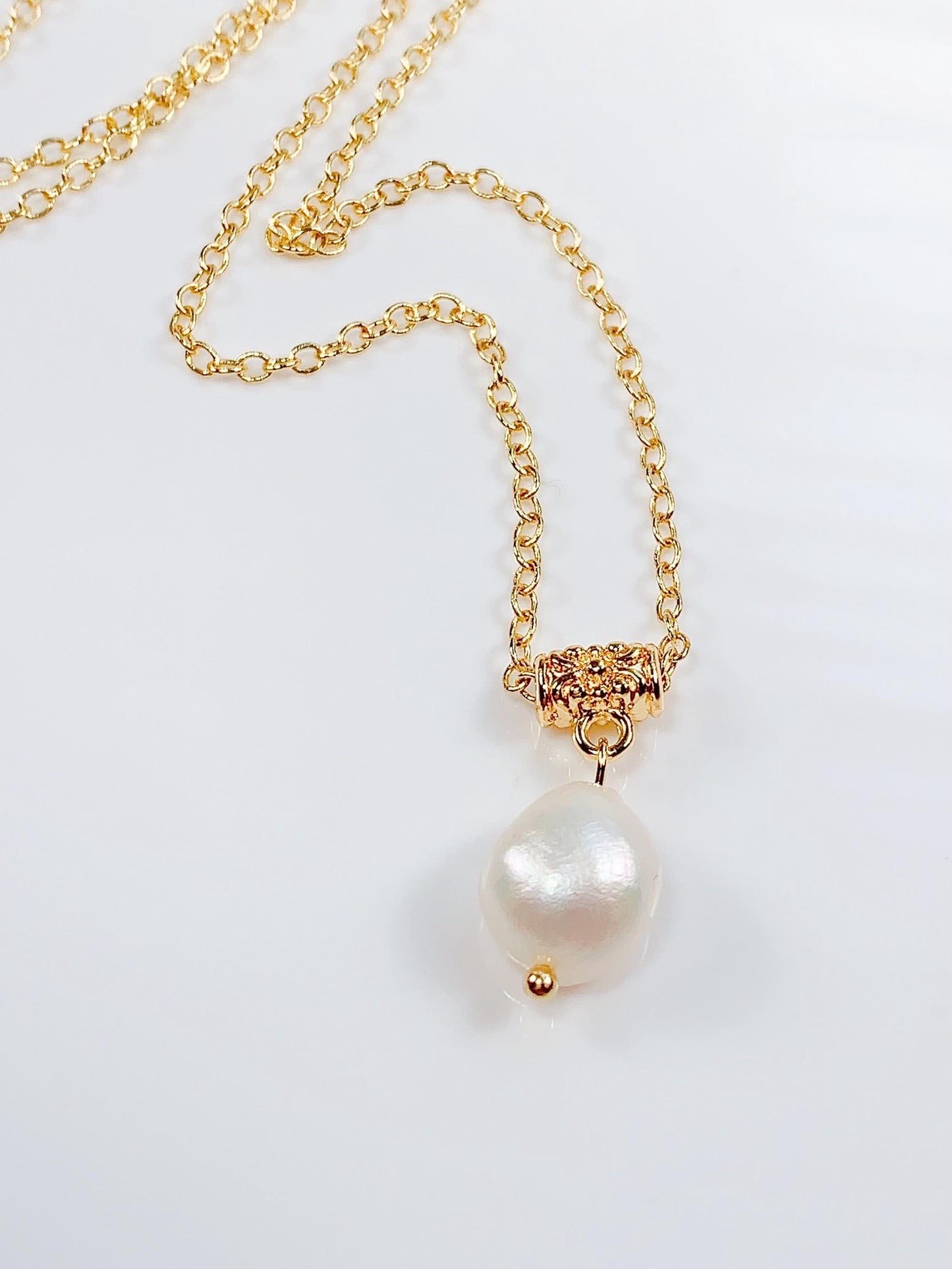 14K Gold Filled Freshwater Pearl Necklace: Handmade Bridal Jewelry