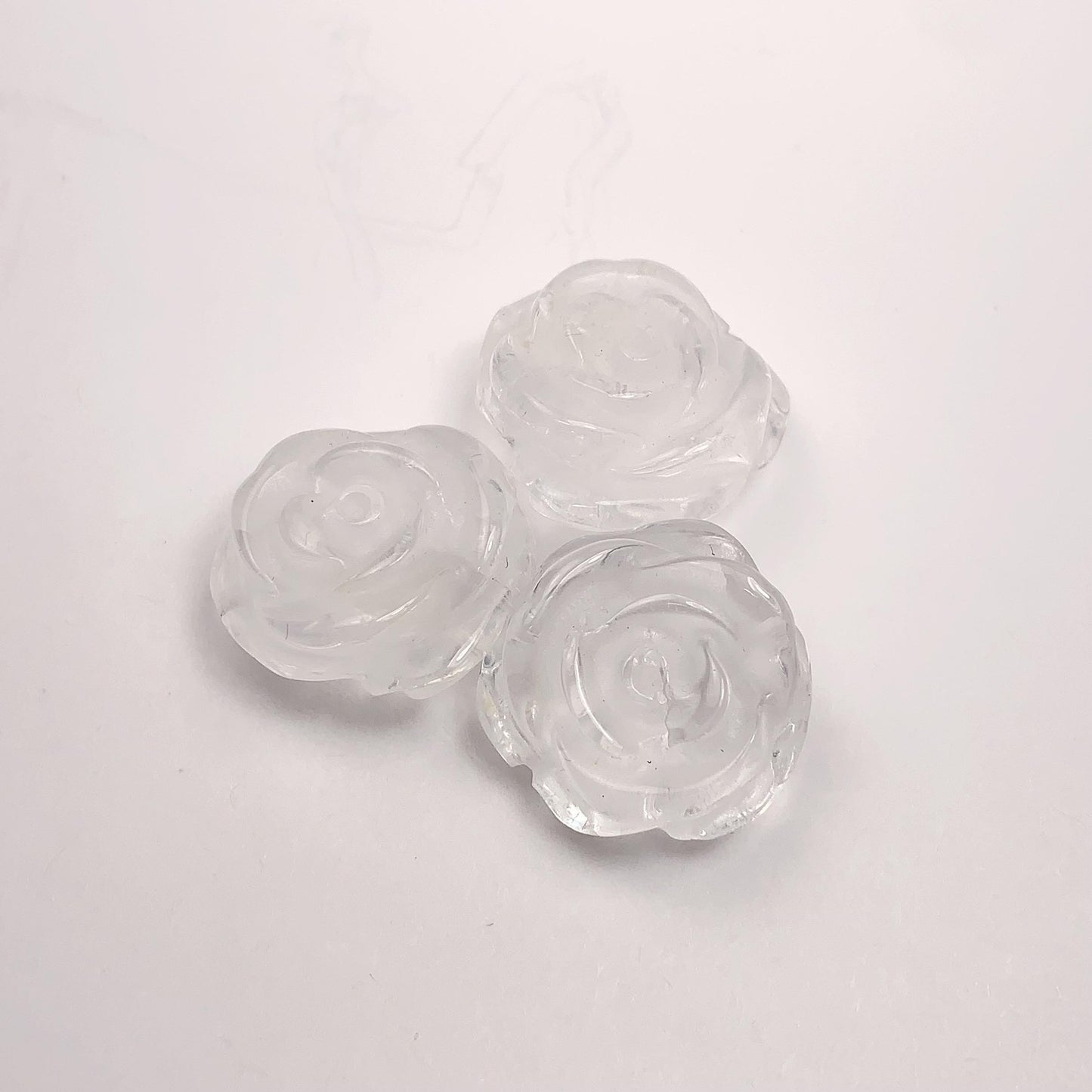 21mm Carved Quartz Crystal Rose Beads: Natural Clear Gemstone