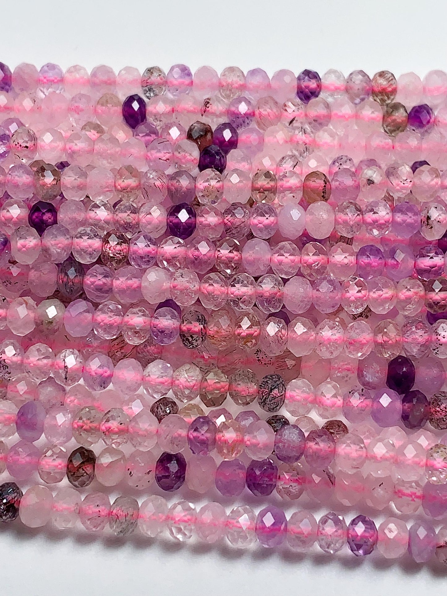 3x4mm Grade AAA Natural Super Seven  Faceted Rondelle Beads 15.5" Strand