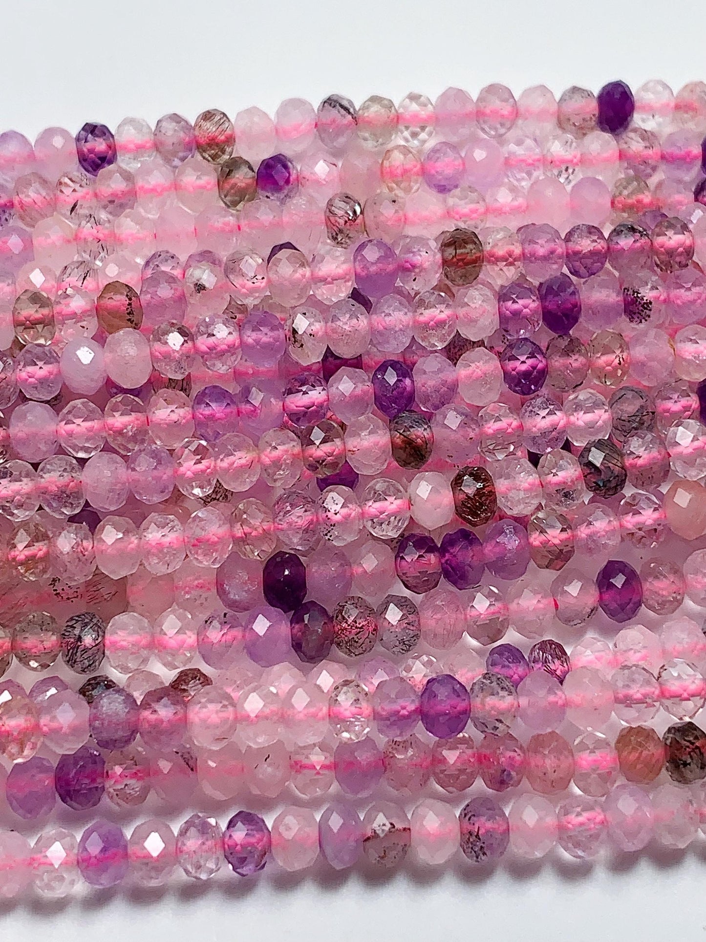 3x4mm Grade AAA Natural Super Seven  Faceted Rondelle Beads 15.5" Strand