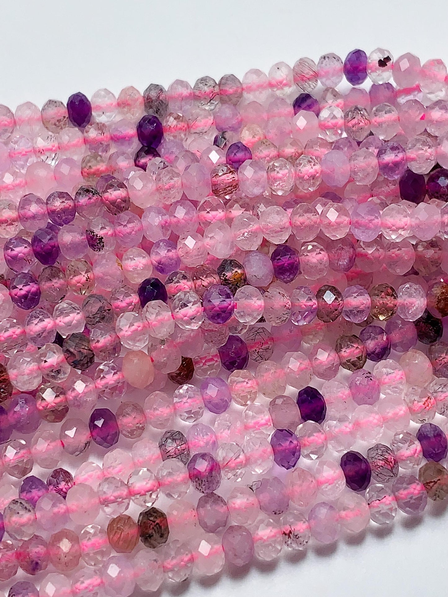 3x4mm Grade AAA Natural Super Seven  Faceted Rondelle Beads 15.5" Strand
