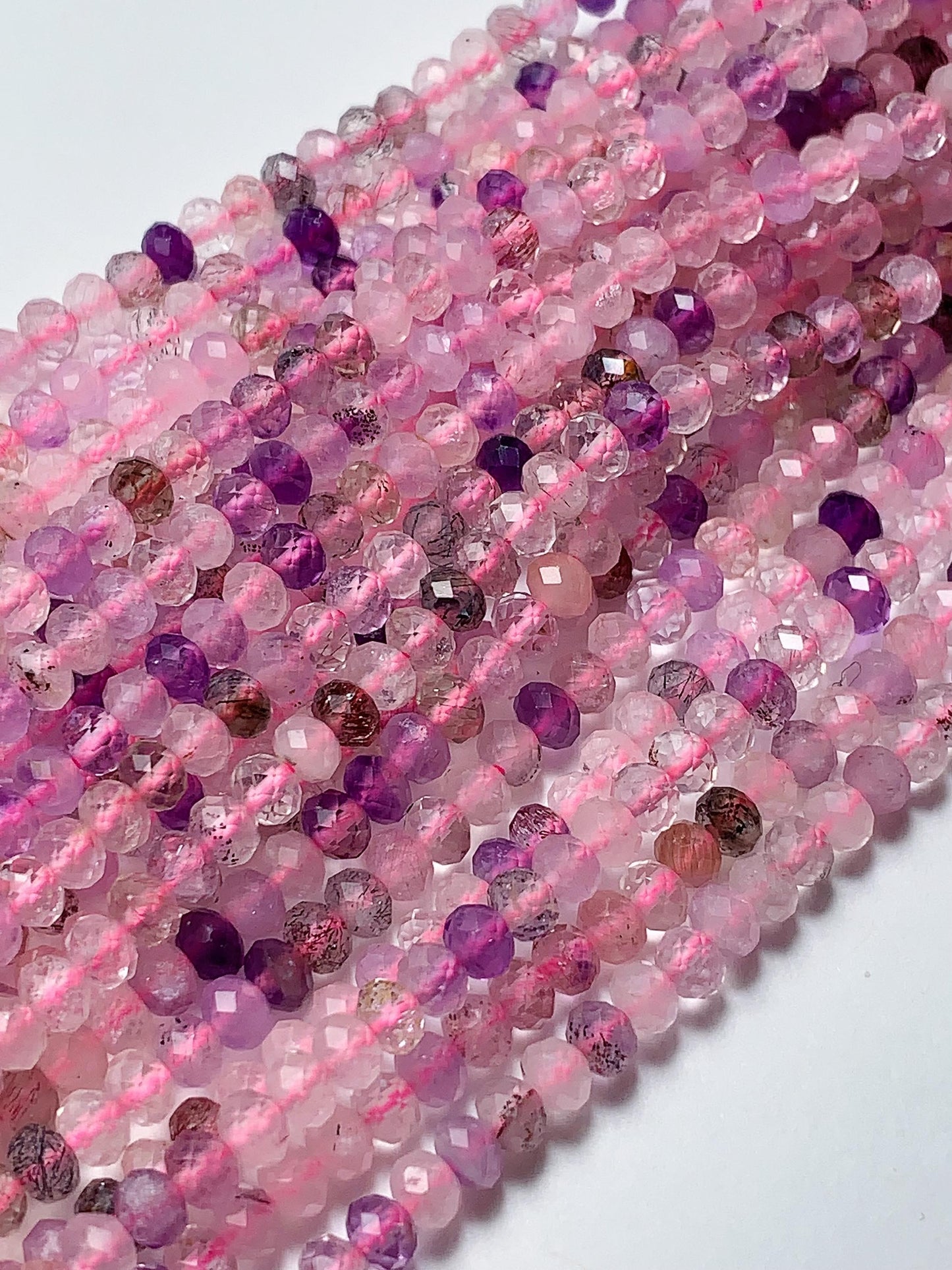 3x4mm Grade AAA Natural Super Seven  Faceted Rondelle Beads 15.5" Strand