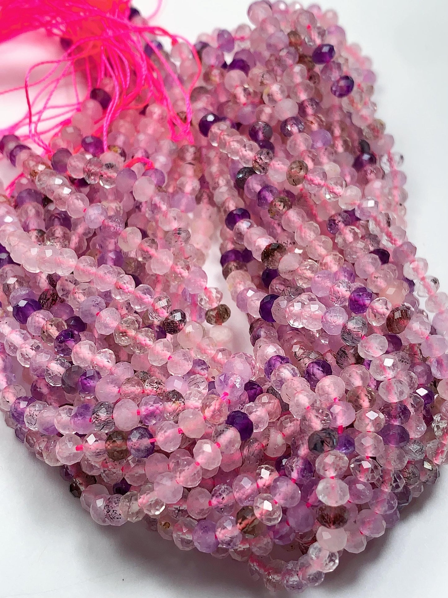 3x4mm Grade AAA Natural Super Seven  Faceted Rondelle Beads 15.5" Strand