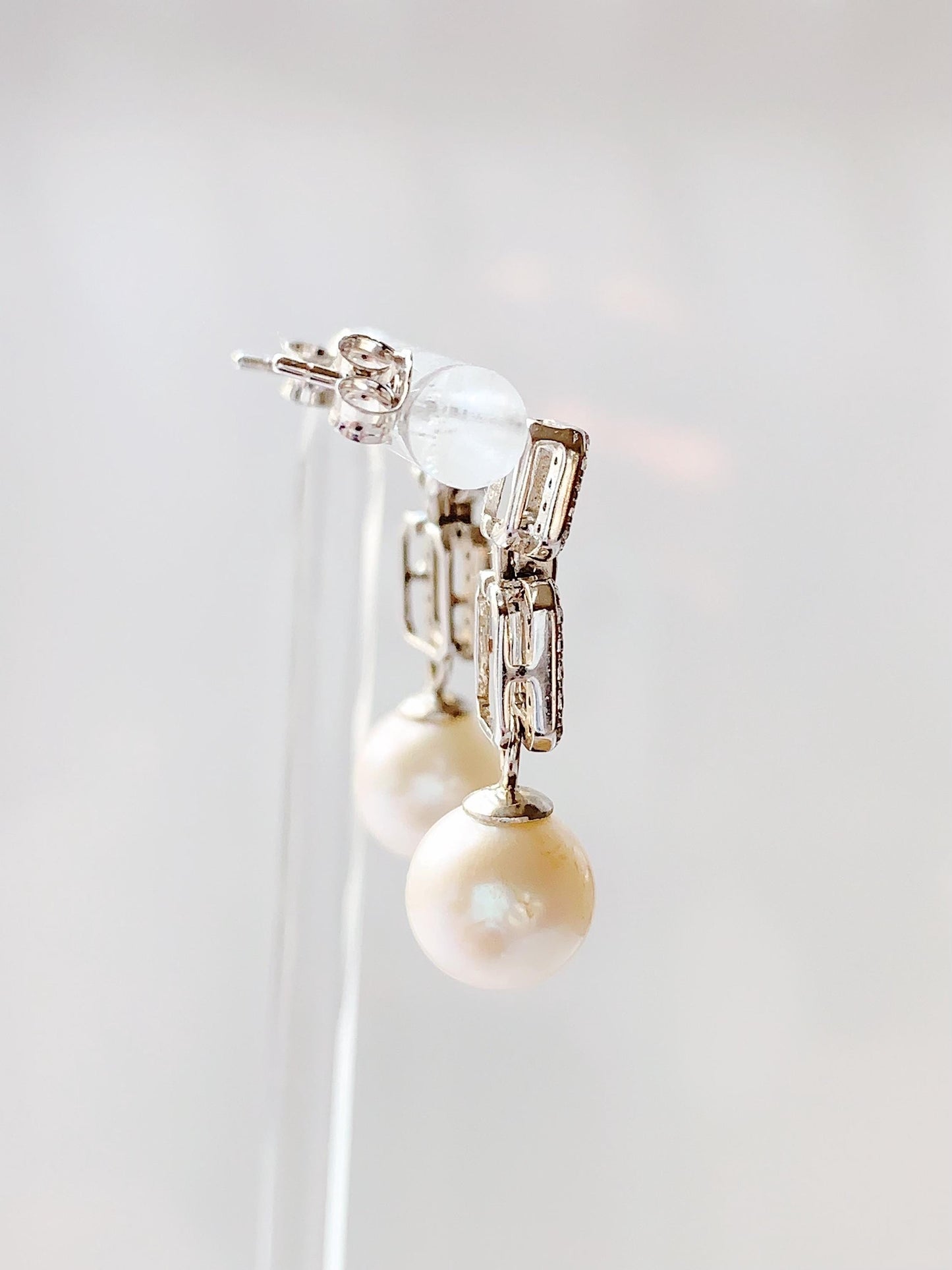 8.5mm Freshwater Pearl Earrings: 18k Gold Plated Sterling Silver