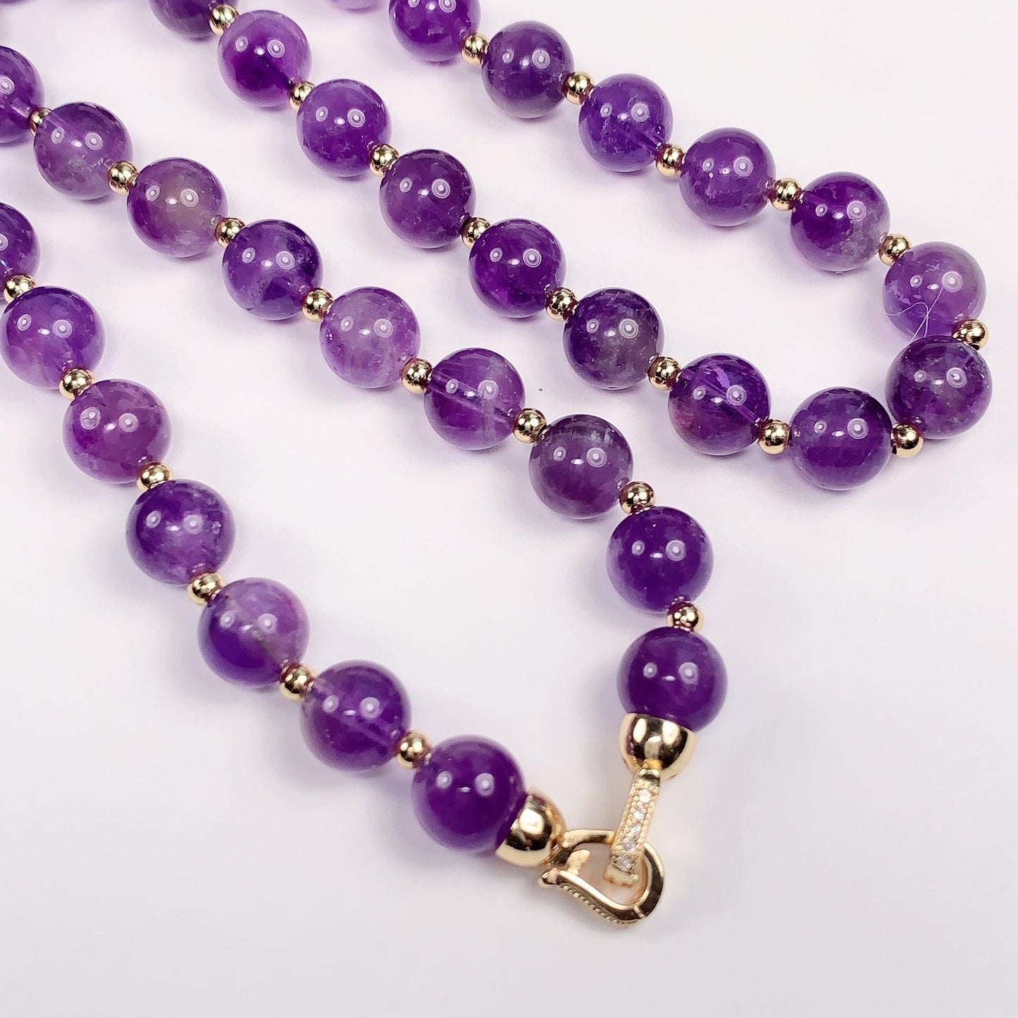 14K Gold Filled Natural Purple Amethyst Necklace Pendant