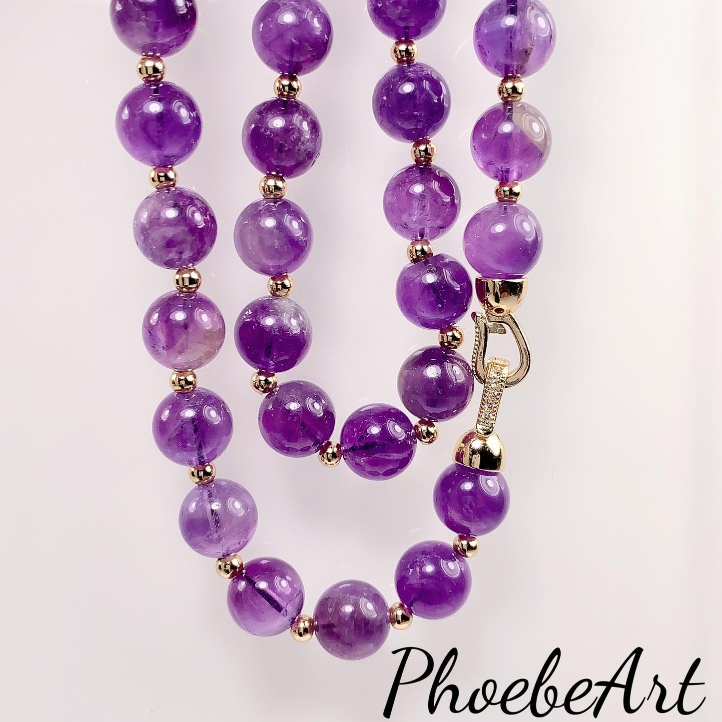 14K Gold Filled Natural Purple Amethyst Necklace Pendant