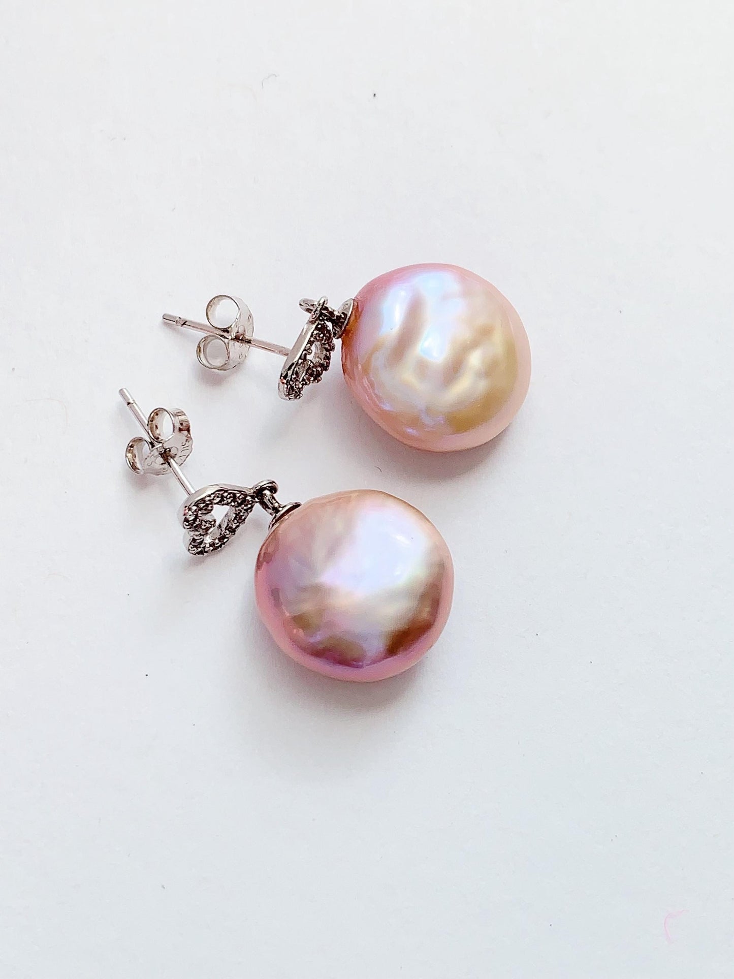 13mm Baroque Pearl Earrings: 18k Gold Plated Sterling Silver Studs