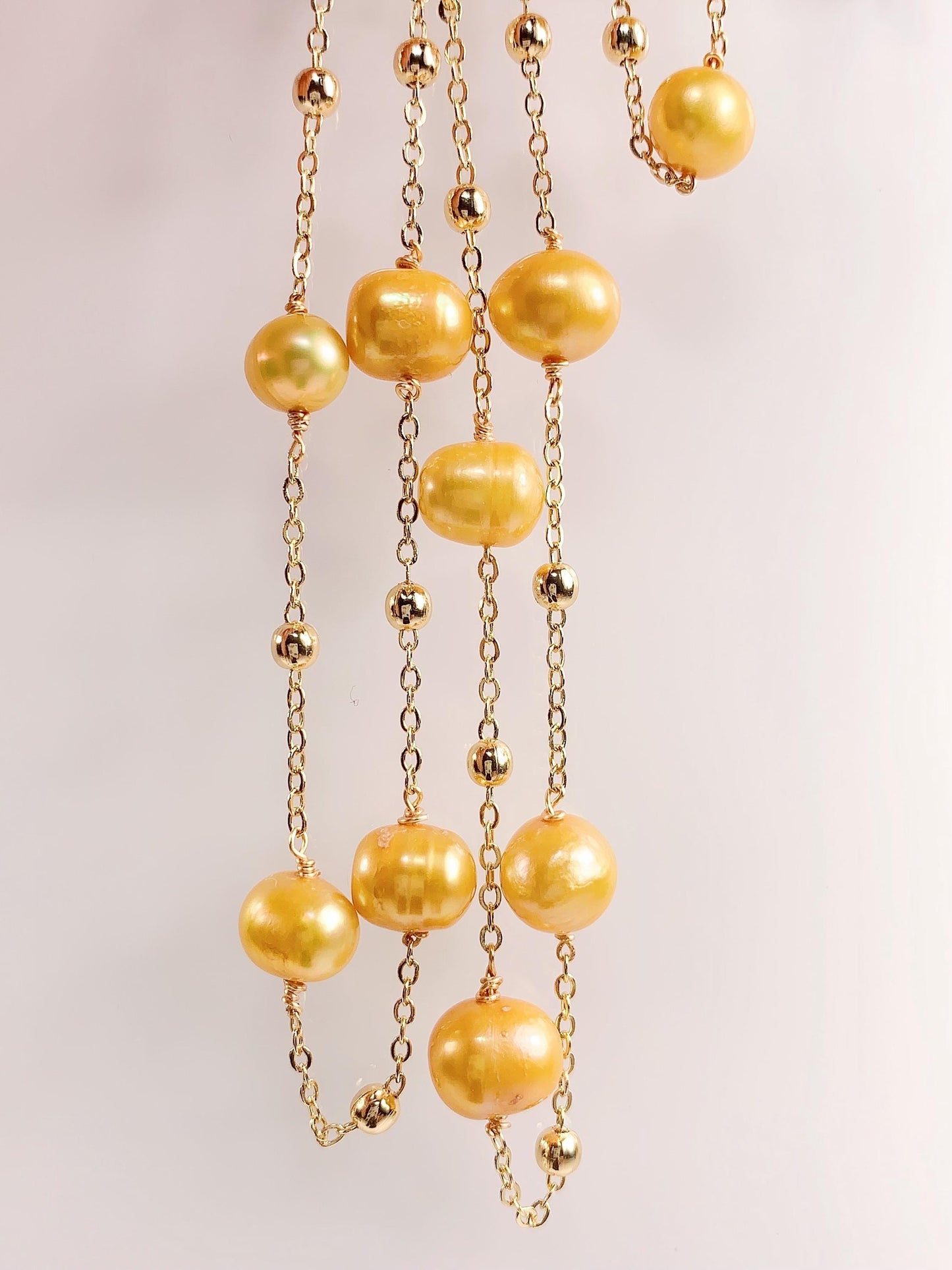 Gold Freshwater Pearl Necklace: 14K Gold Filled Chain, 21 Inch