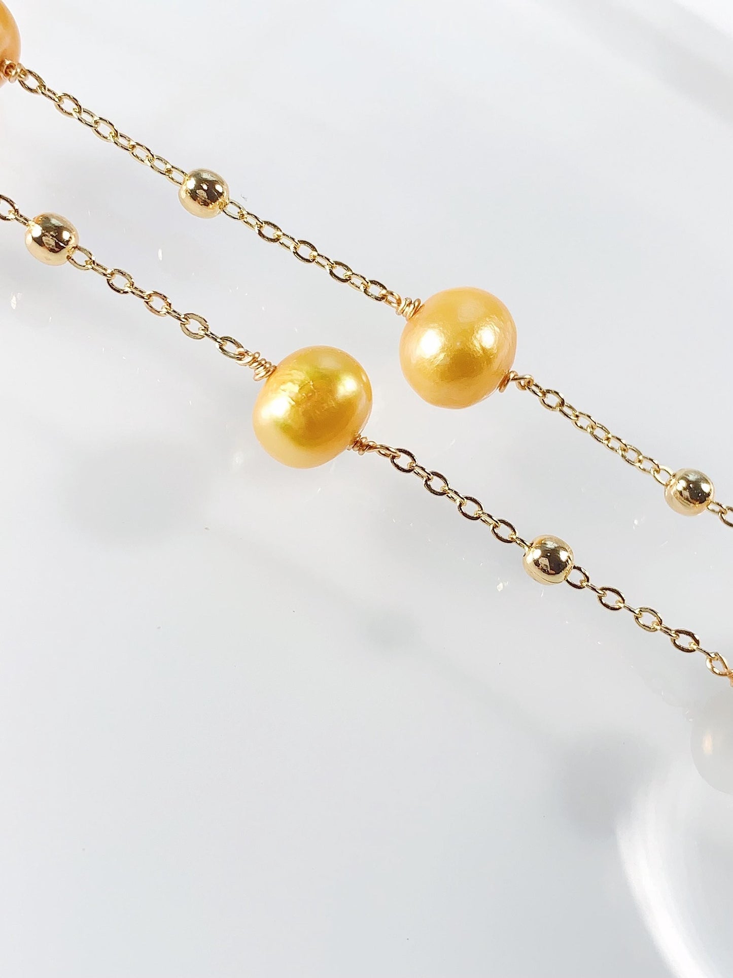 Gold Freshwater Pearl Necklace: 14K Gold Filled Chain, 21 Inch