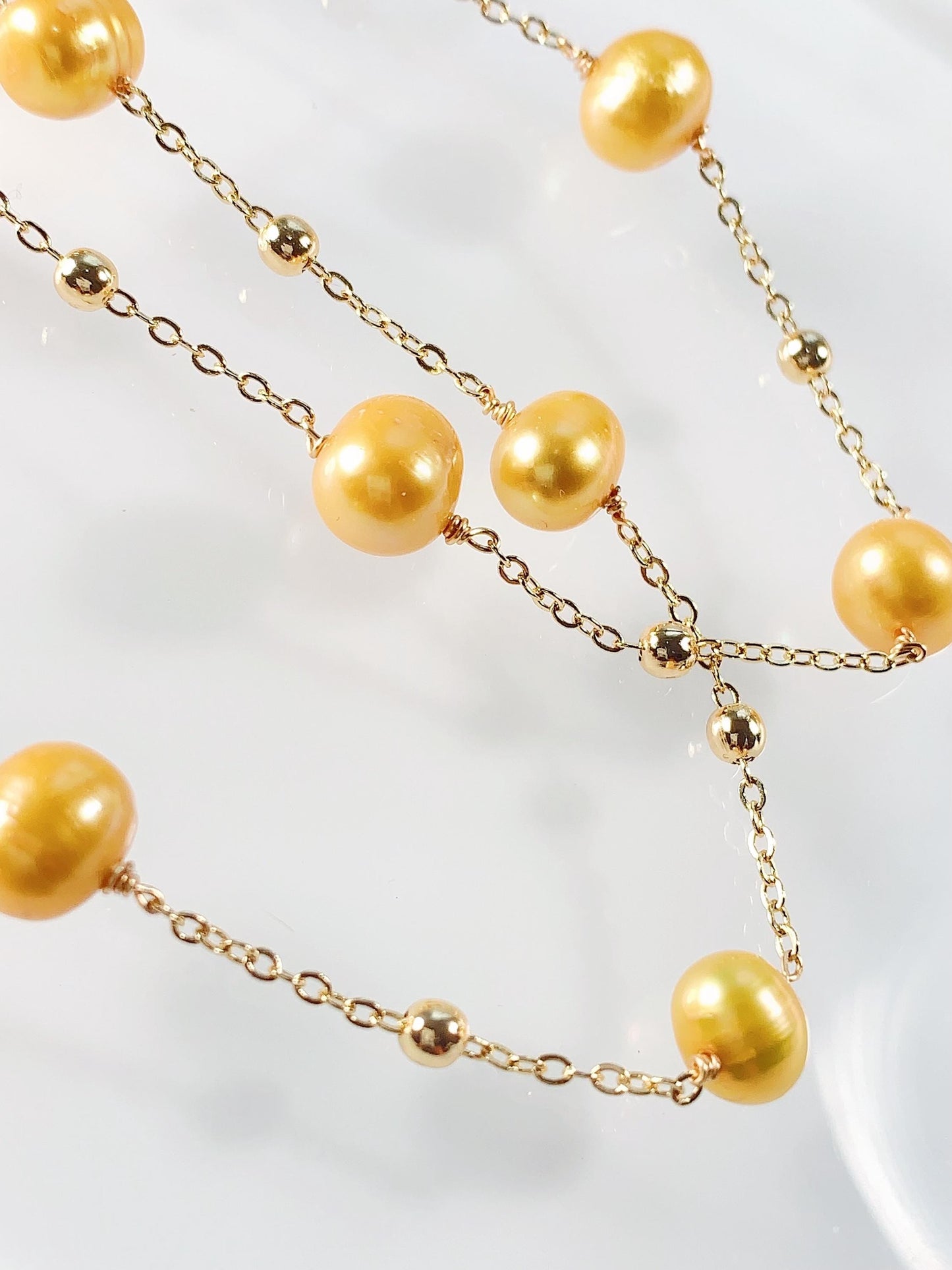 Gold Freshwater Pearl Necklace: 14K Gold Filled Chain, 21 Inch