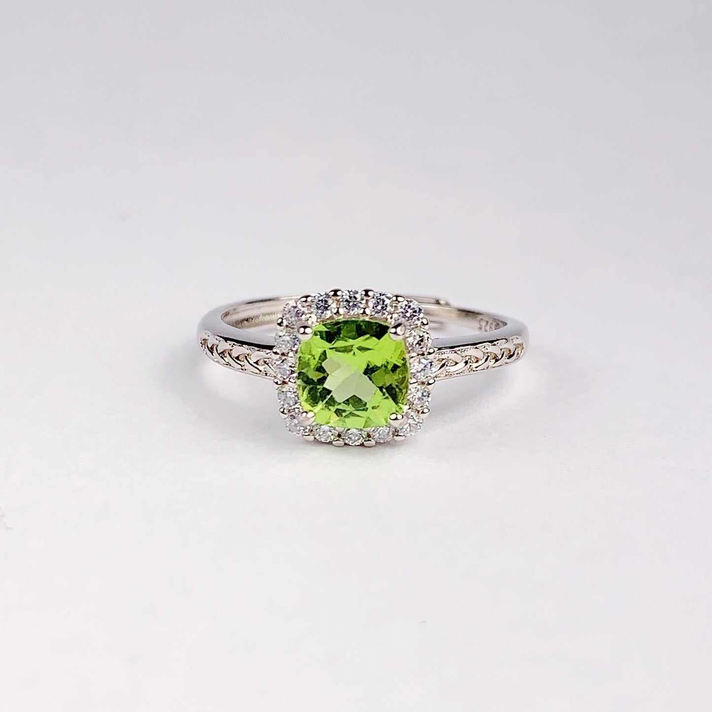 Peridot Ring: 18K Gold Plated Sterling Silver, AAA Grade