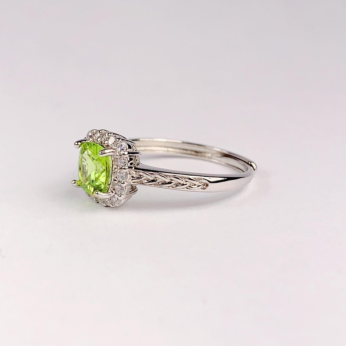 Peridot Ring: 18K Gold Plated Sterling Silver, AAA Grade