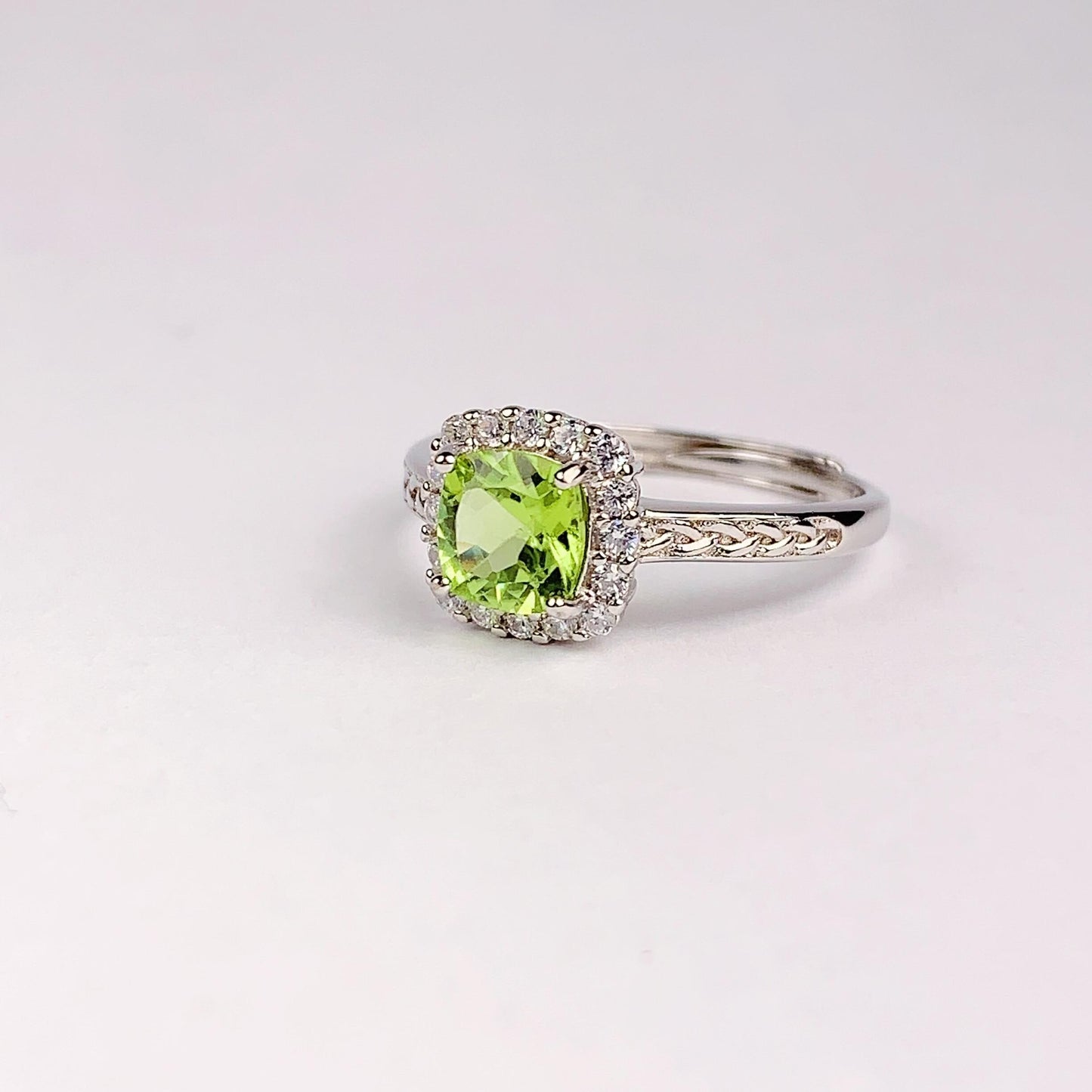 Peridot Ring: 18K Gold Plated Sterling Silver, AAA Grade