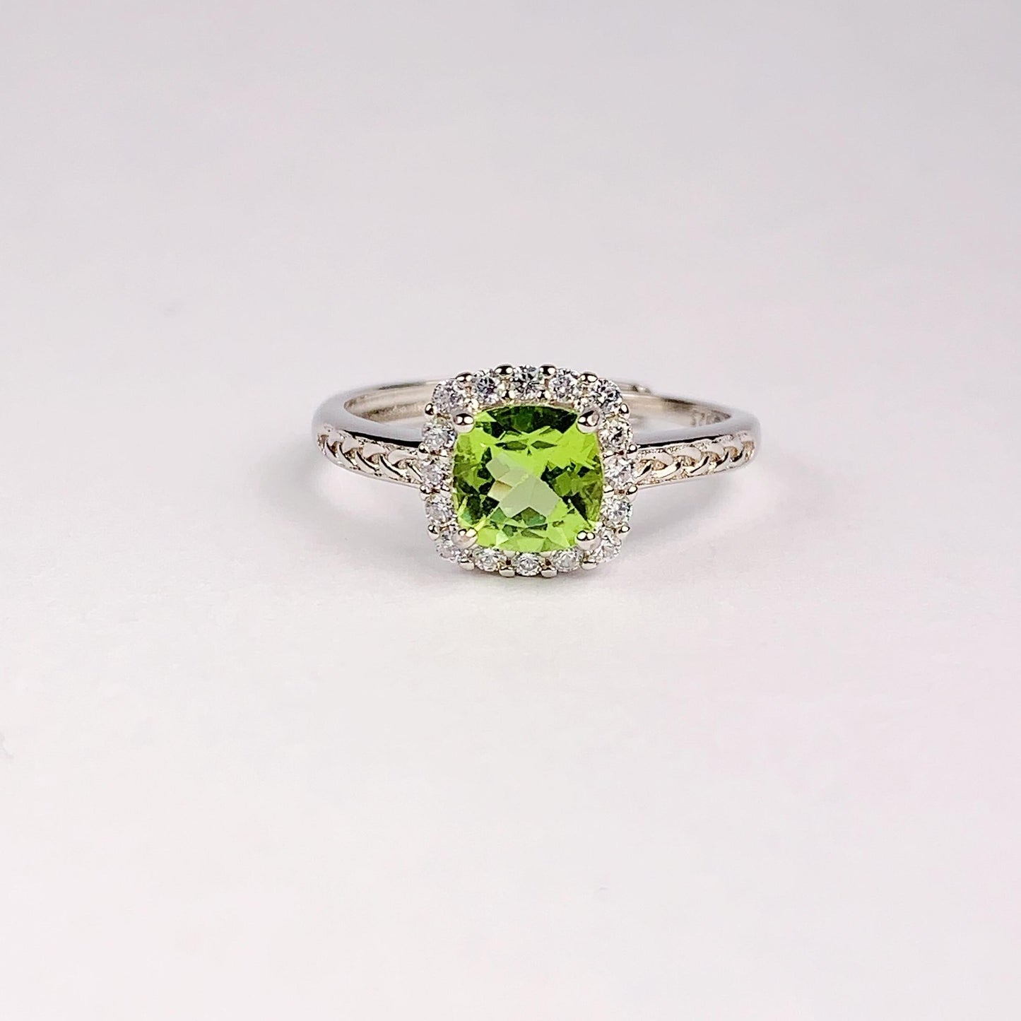 Peridot Ring: 18K Gold Plated Sterling Silver, AAA Grade