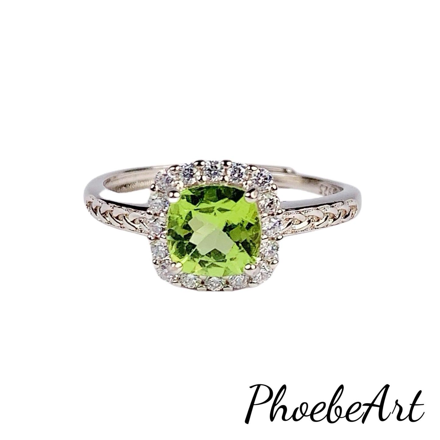 Peridot Ring: 18K Gold Plated Sterling Silver, AAA Grade